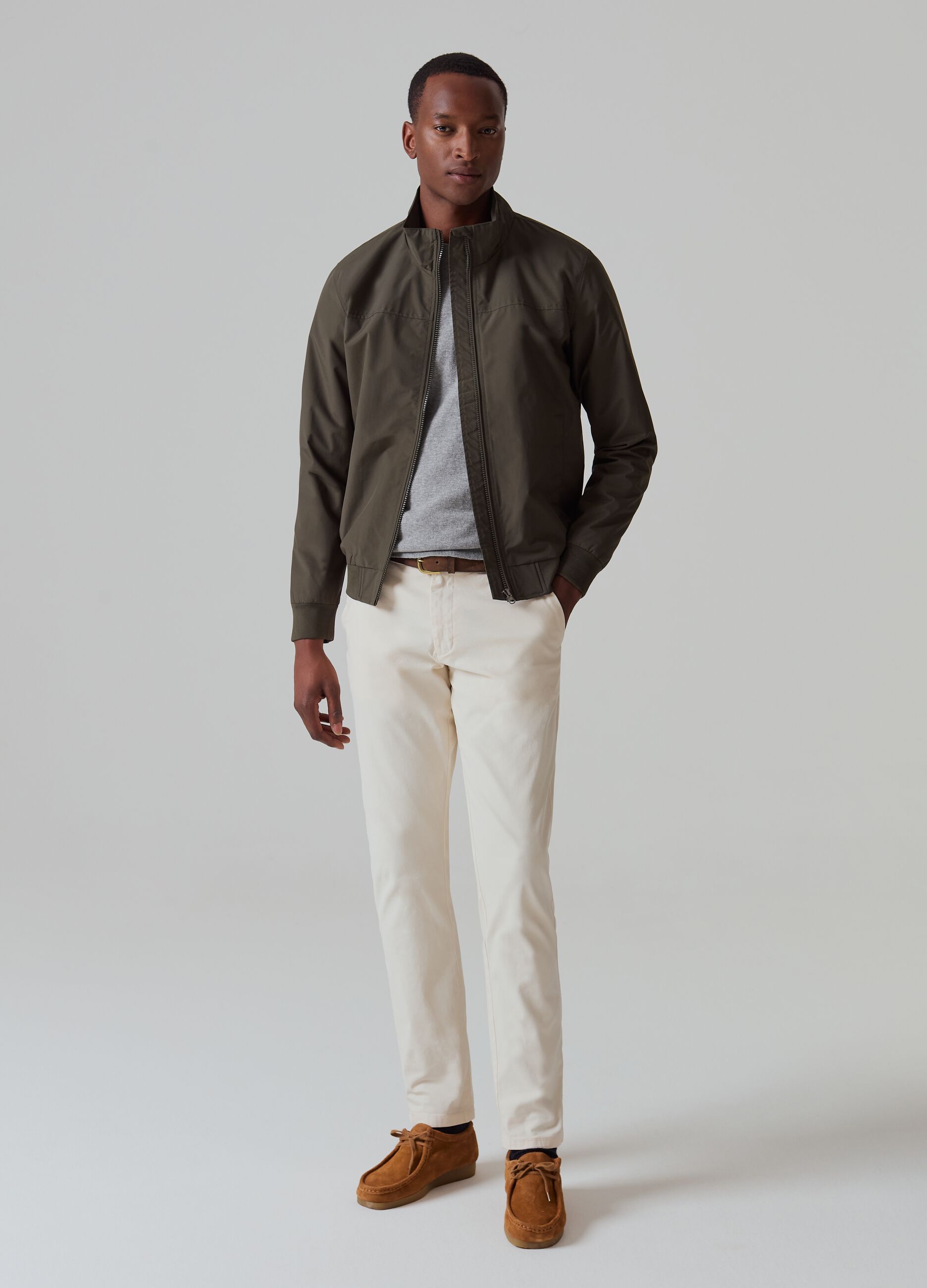 Full-zip bomber jacket with high neck