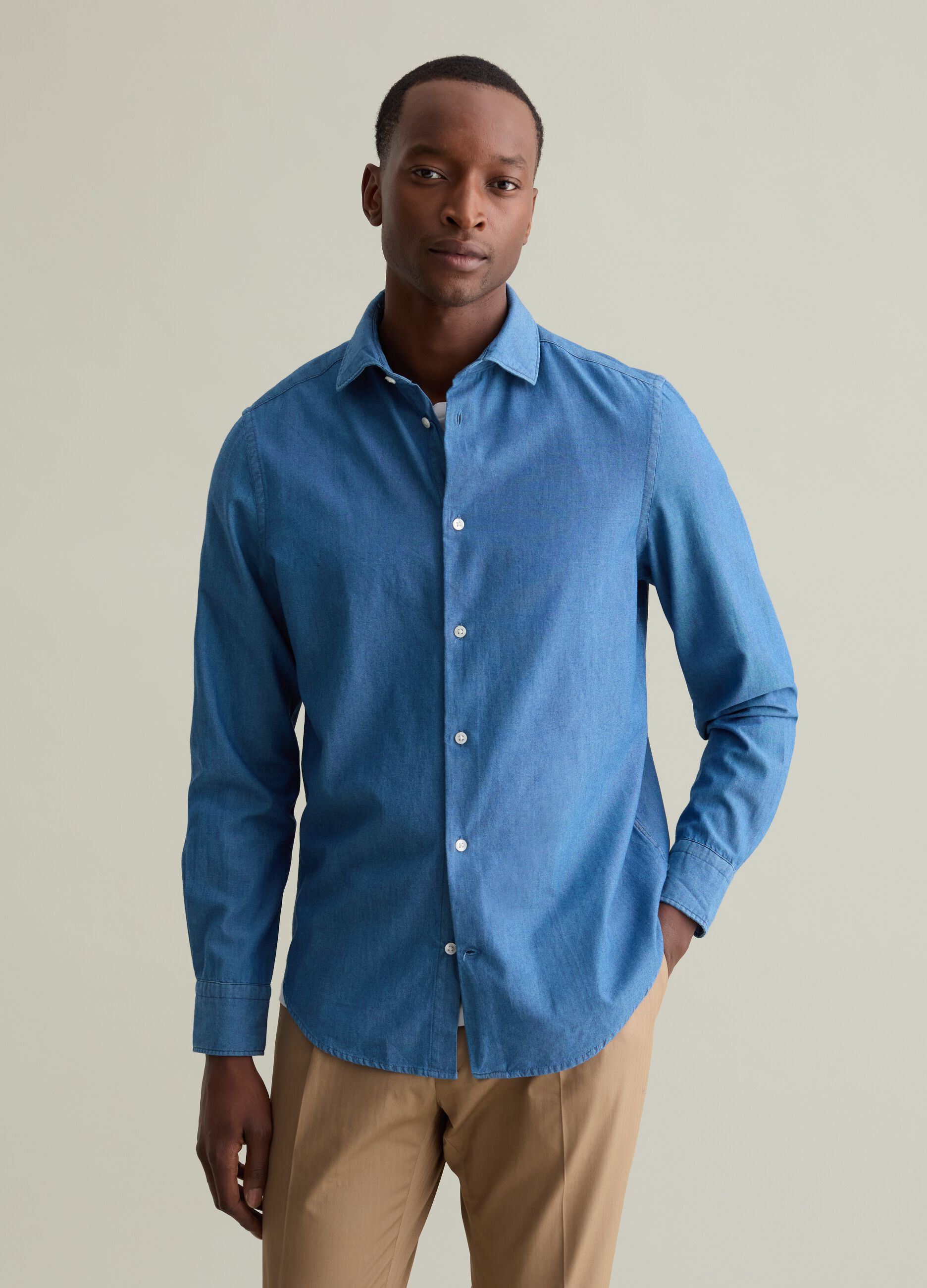 Regular-fit shirt in chambray denim