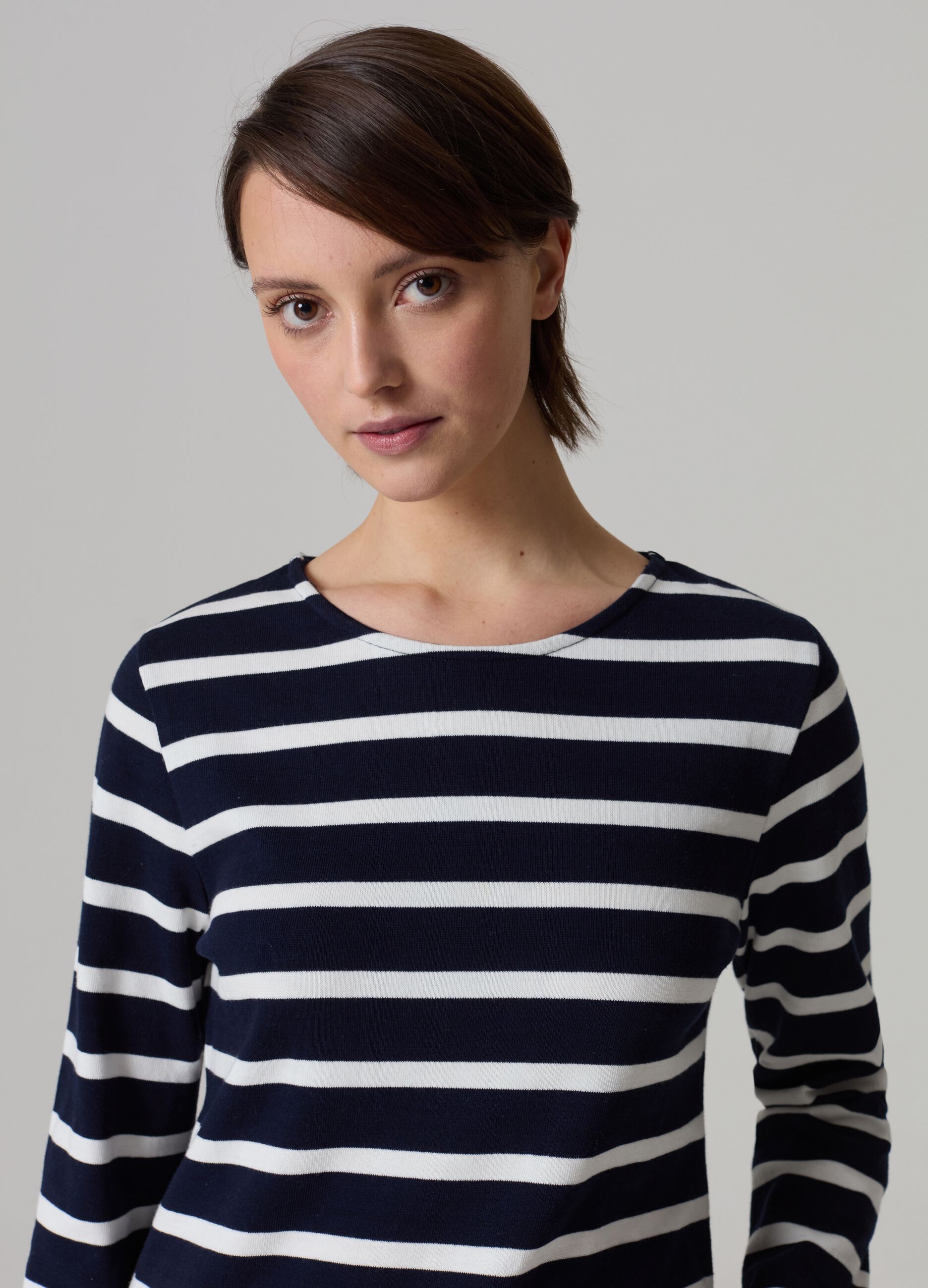 Long-sleeved striped T-shirt