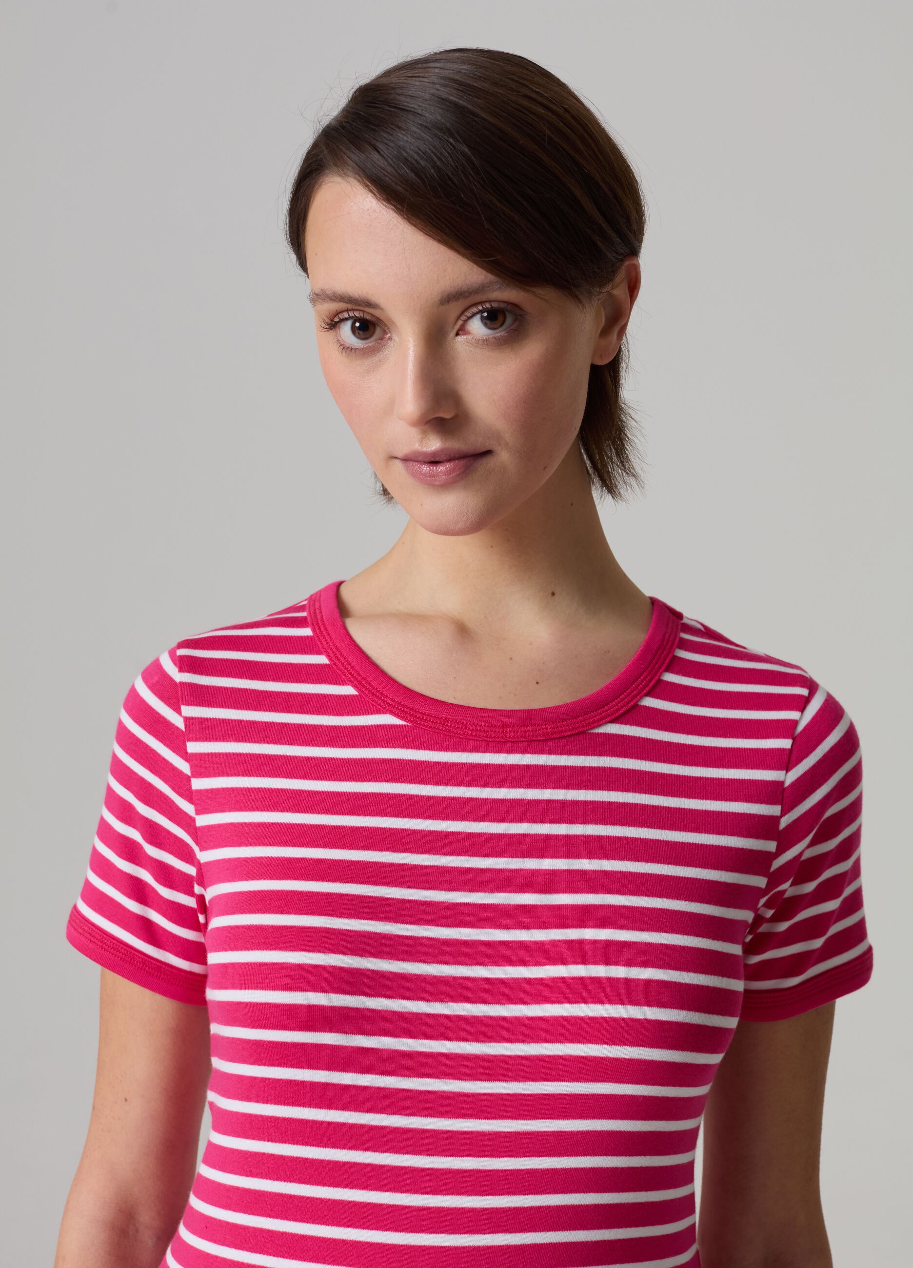 Striped T-shirt in stretch cotton_0