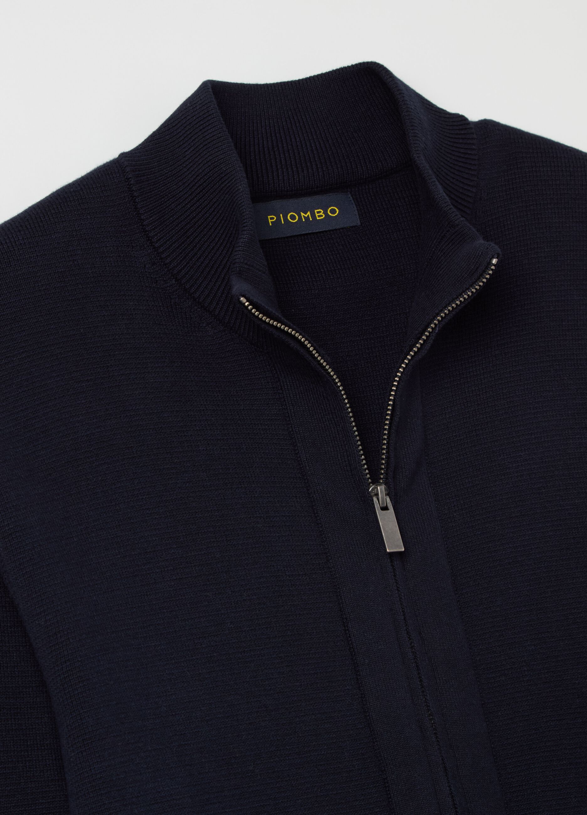 Full-zip cardigan with high neck