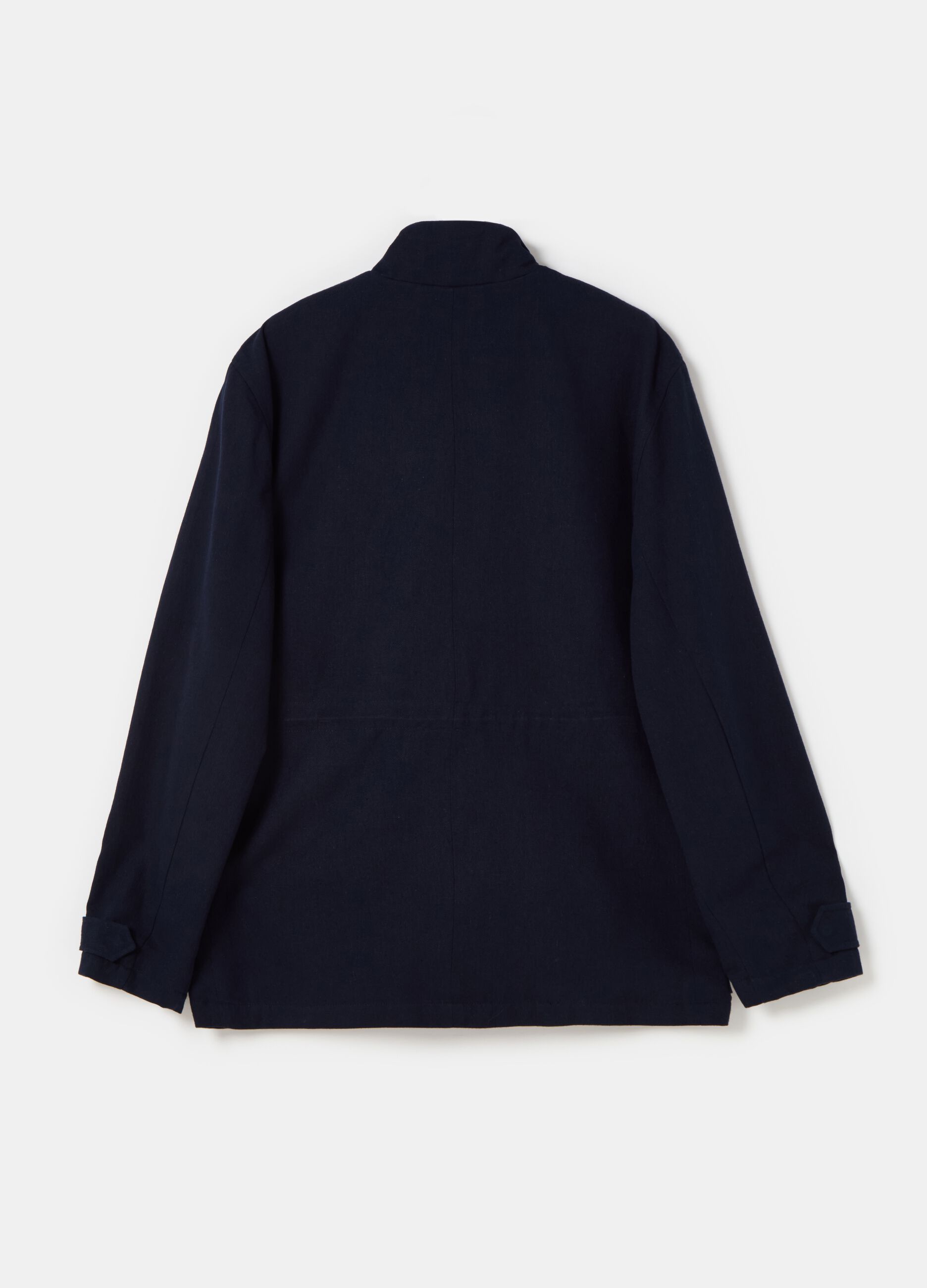 Contemporary short jacket with high neck