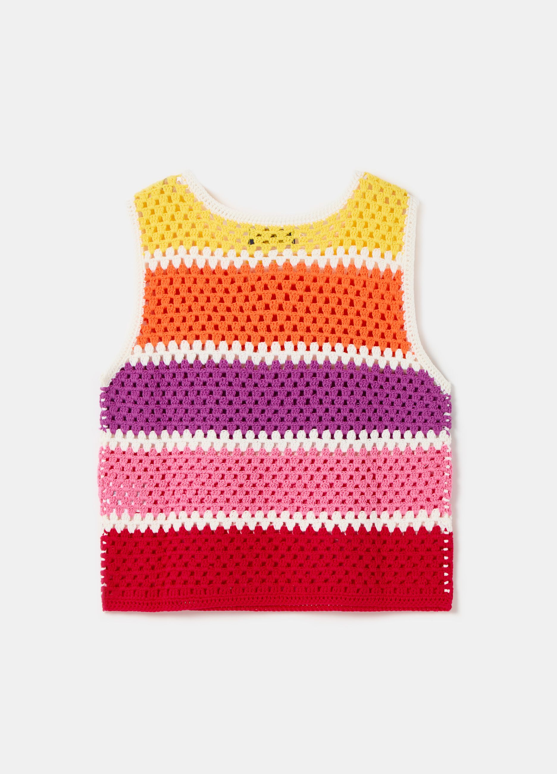 Crochet tank top with multicoloured stripes_2