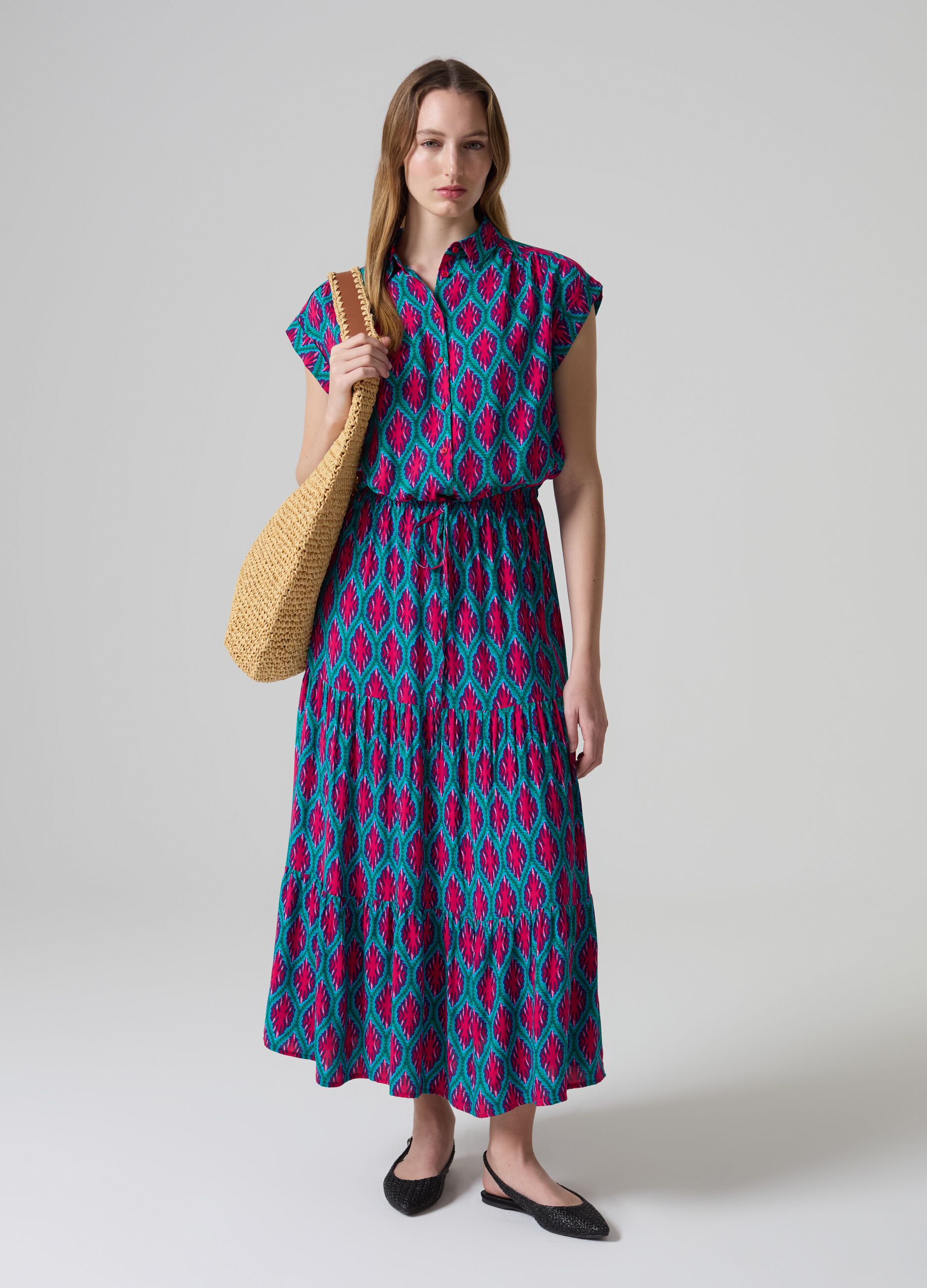 Long tiered skirt in viscose_0