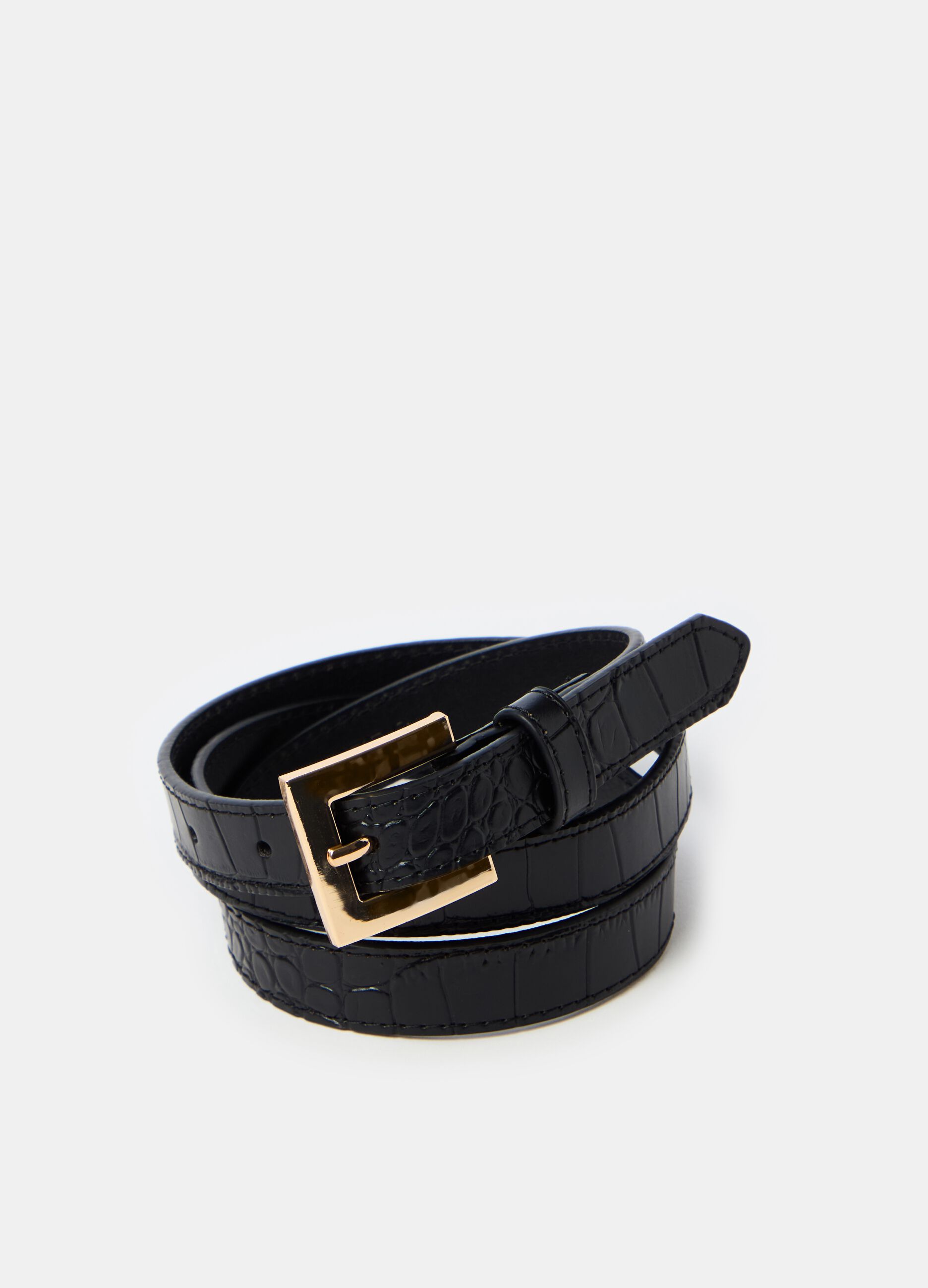 Contemporary belt in textured leather_0