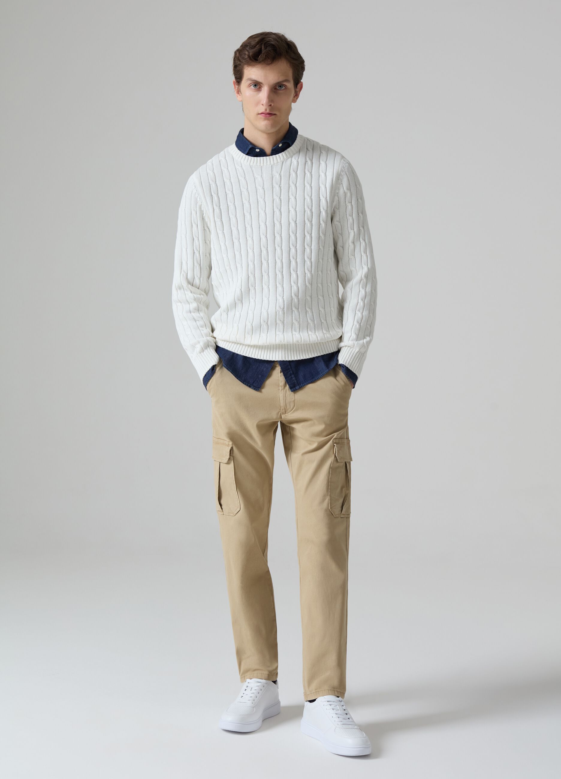 Stretch cotton cargo-cut chino trousers_0