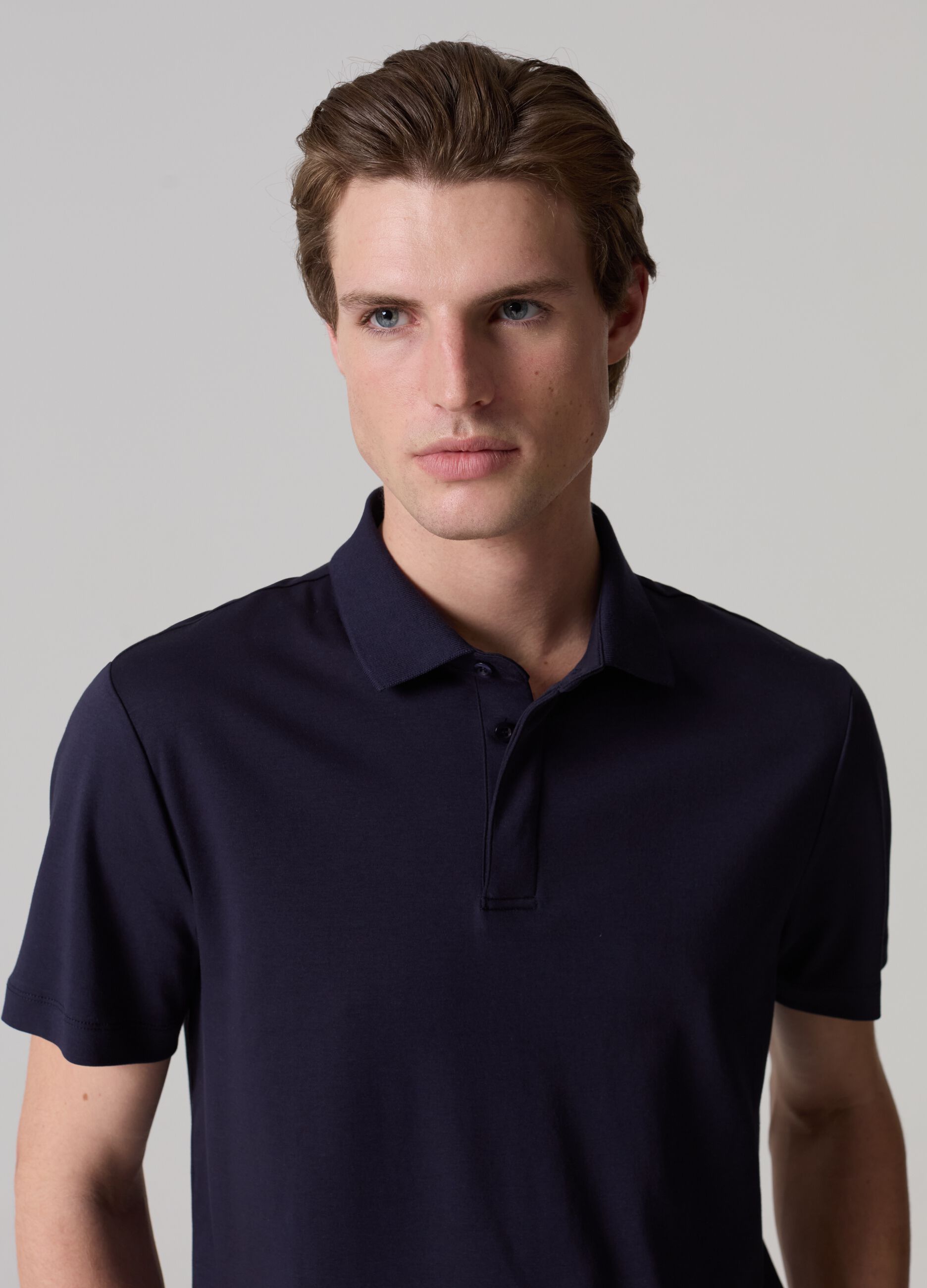 Contemporary polo shirt in mercerised cotton