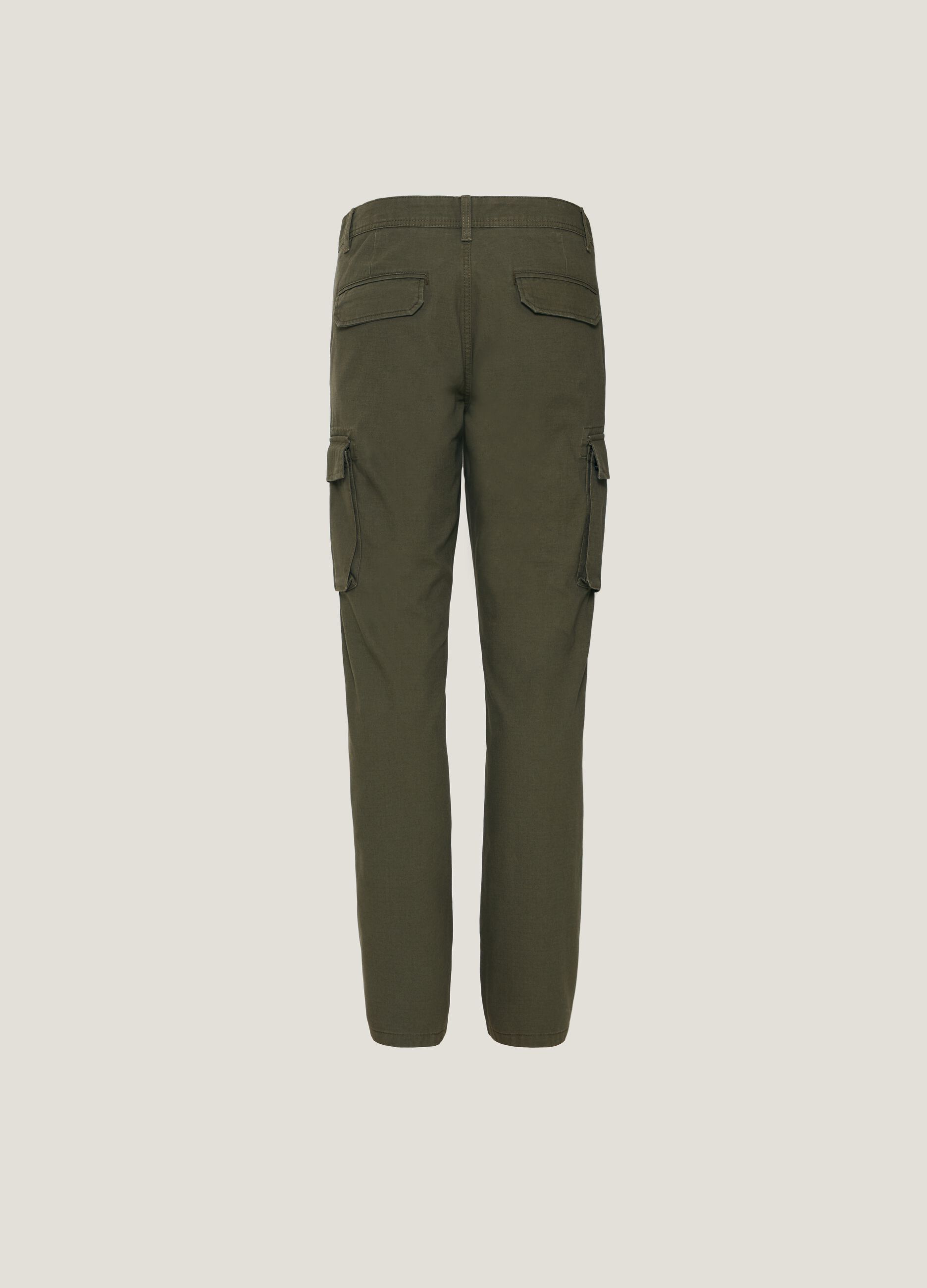 Man's Forest Green Cotton ripstop cargo trousers