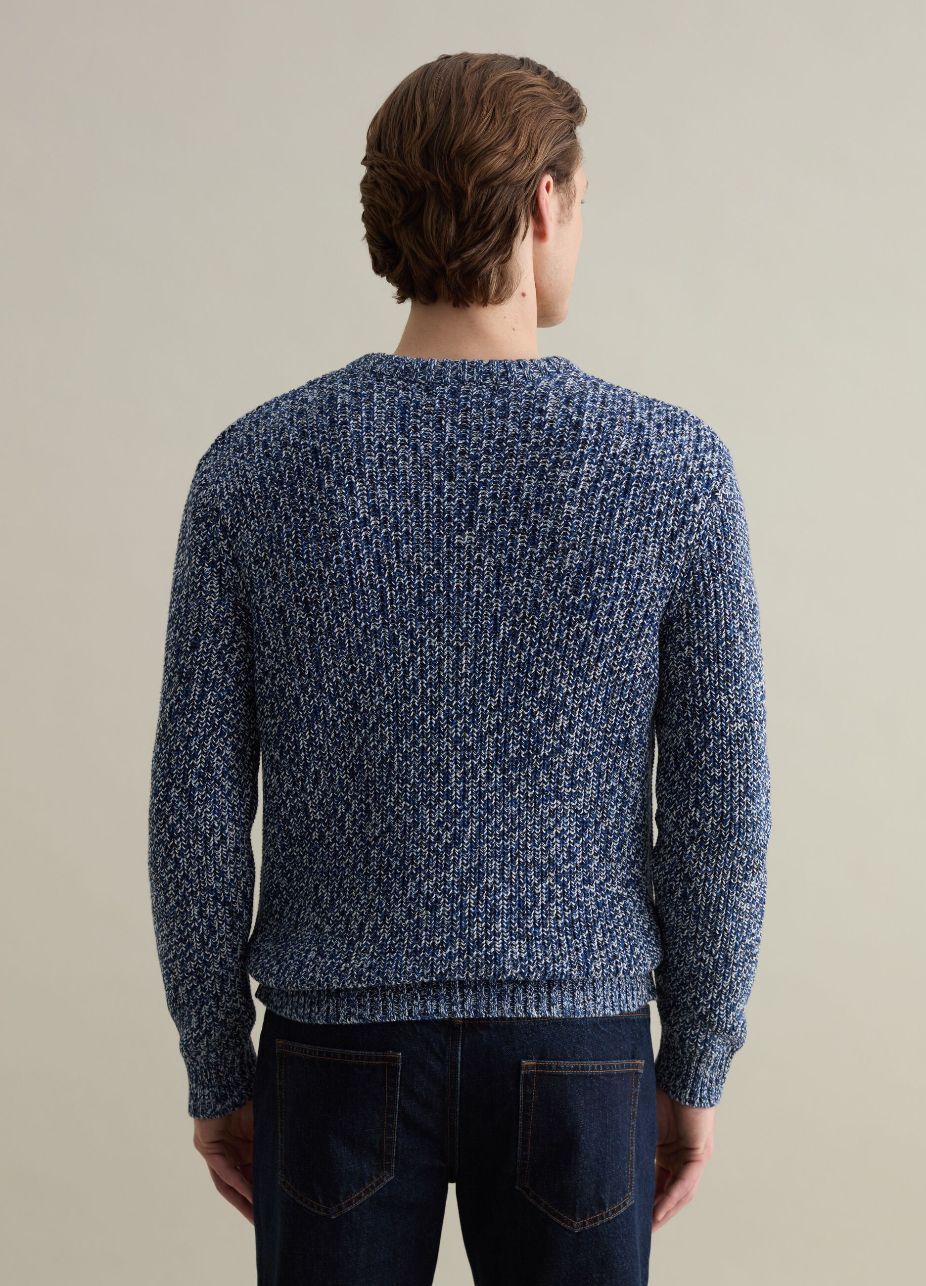 Cotton pullover with two-tone weave