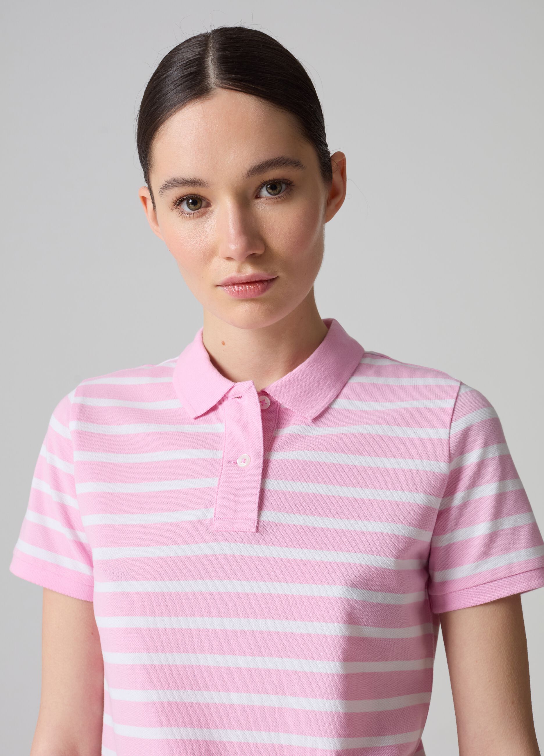 Organic cotton piquet polo shirt with stripes_0