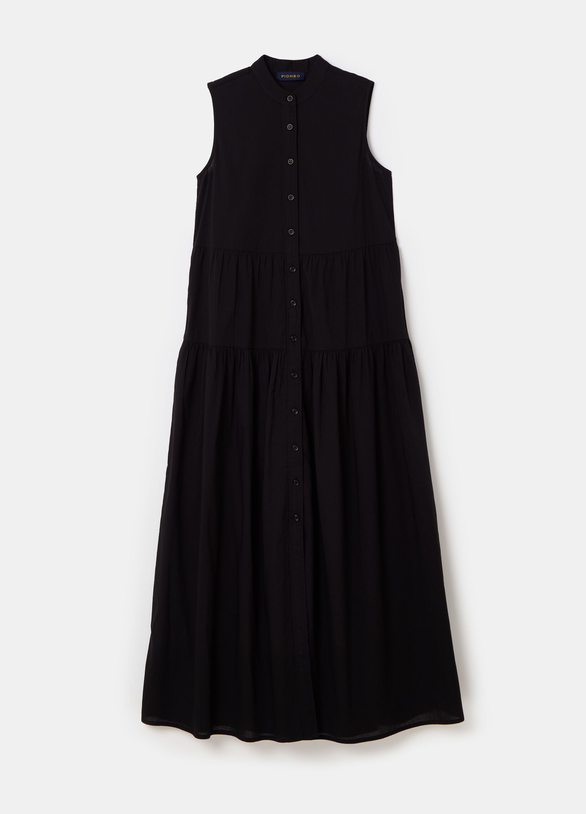Vestido largo sin mangas cuello mao_4
