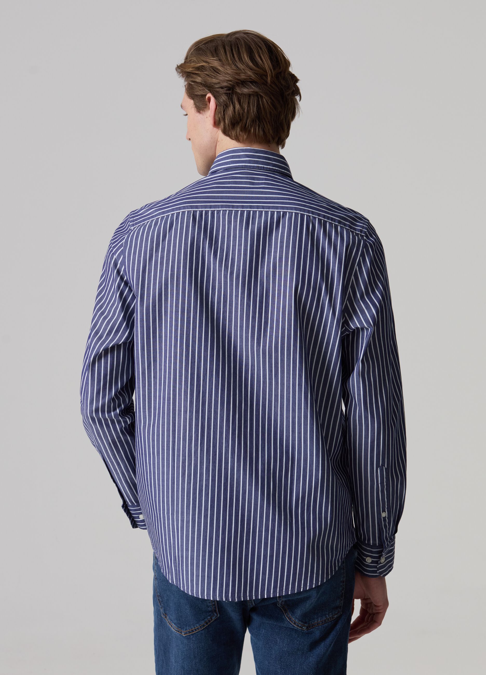 Striped poplin shirt with pocket_2