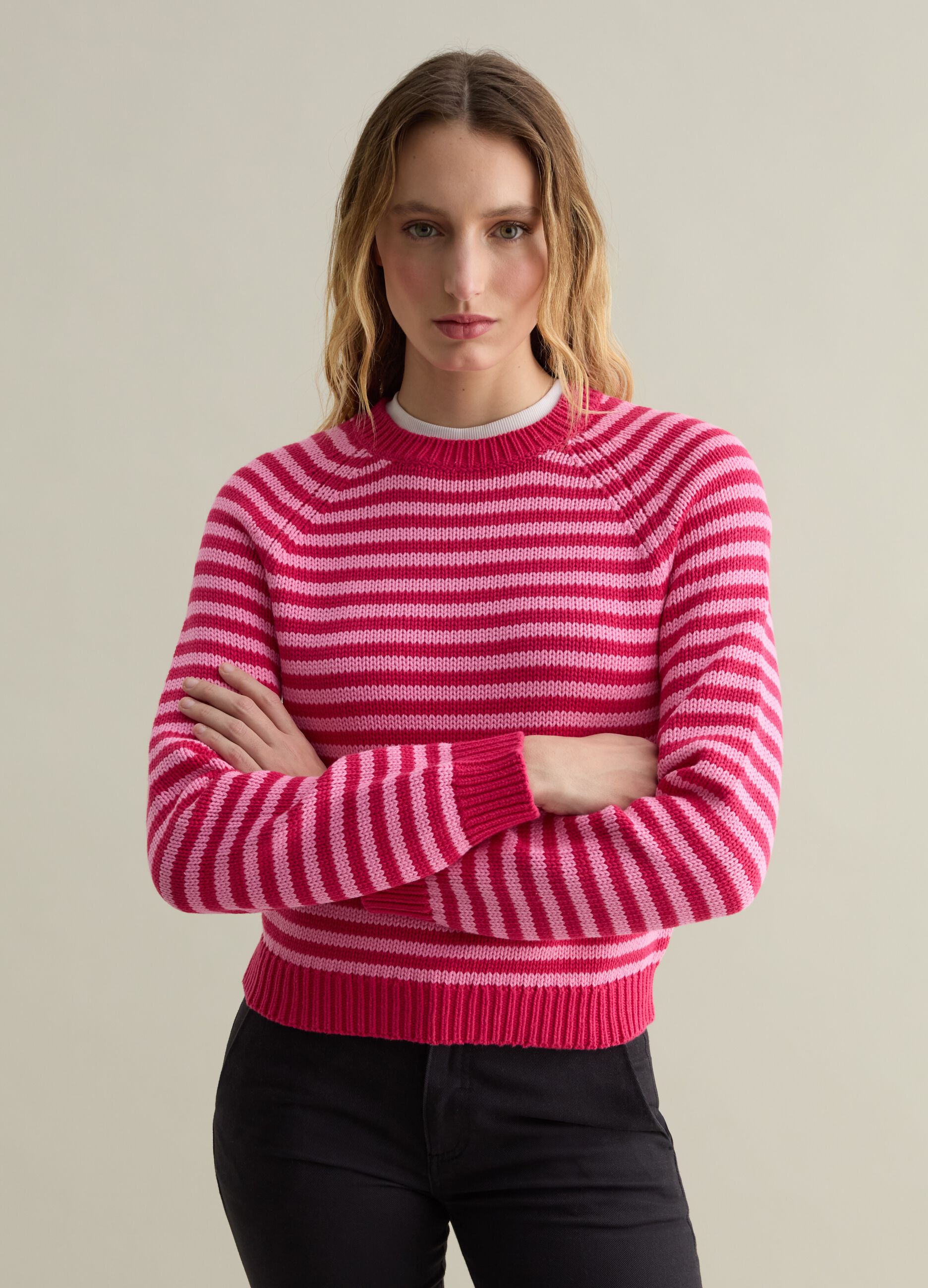 Striped pullover with raglan sleeves