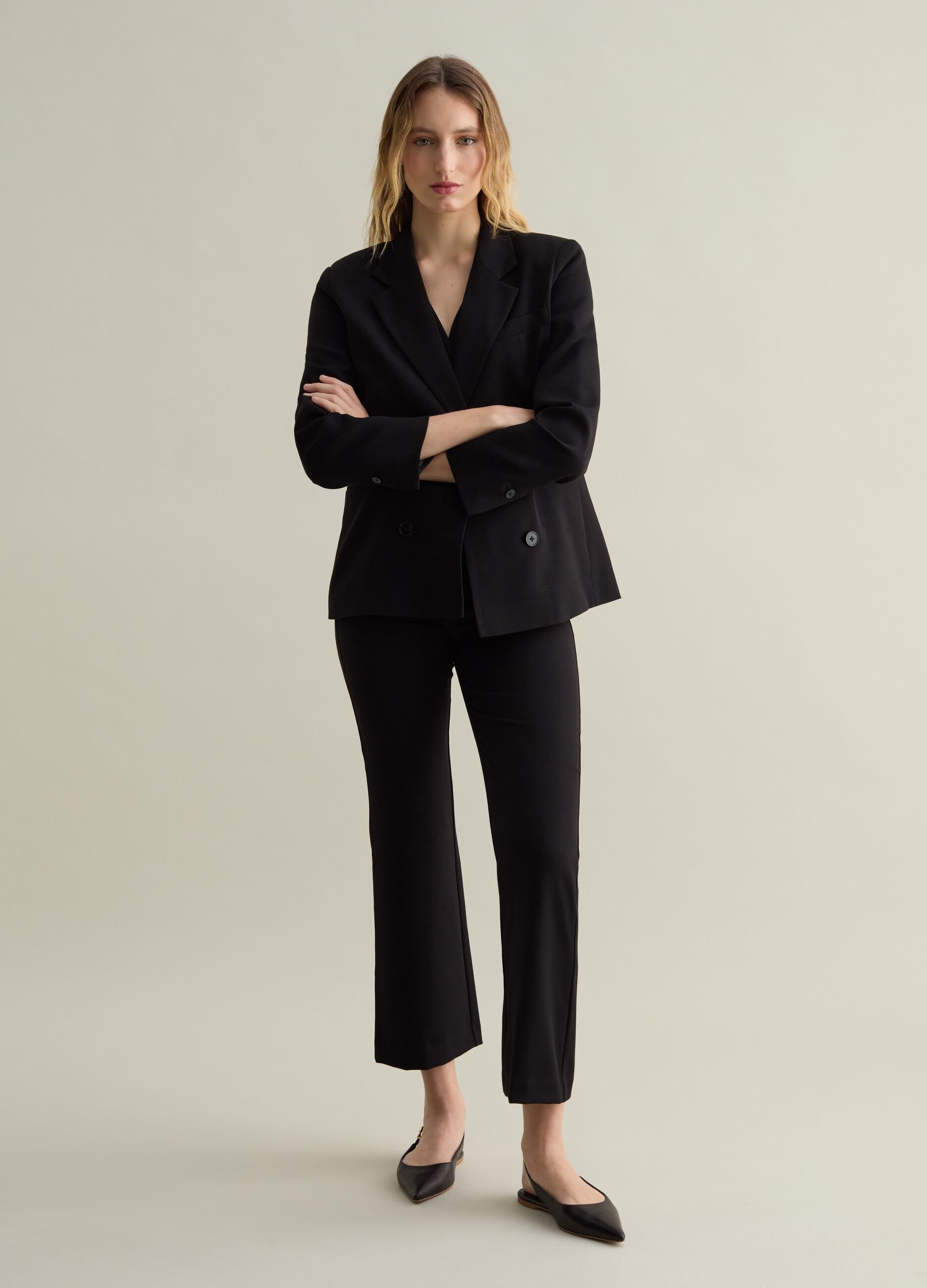 Solid colour double-breasted blazer