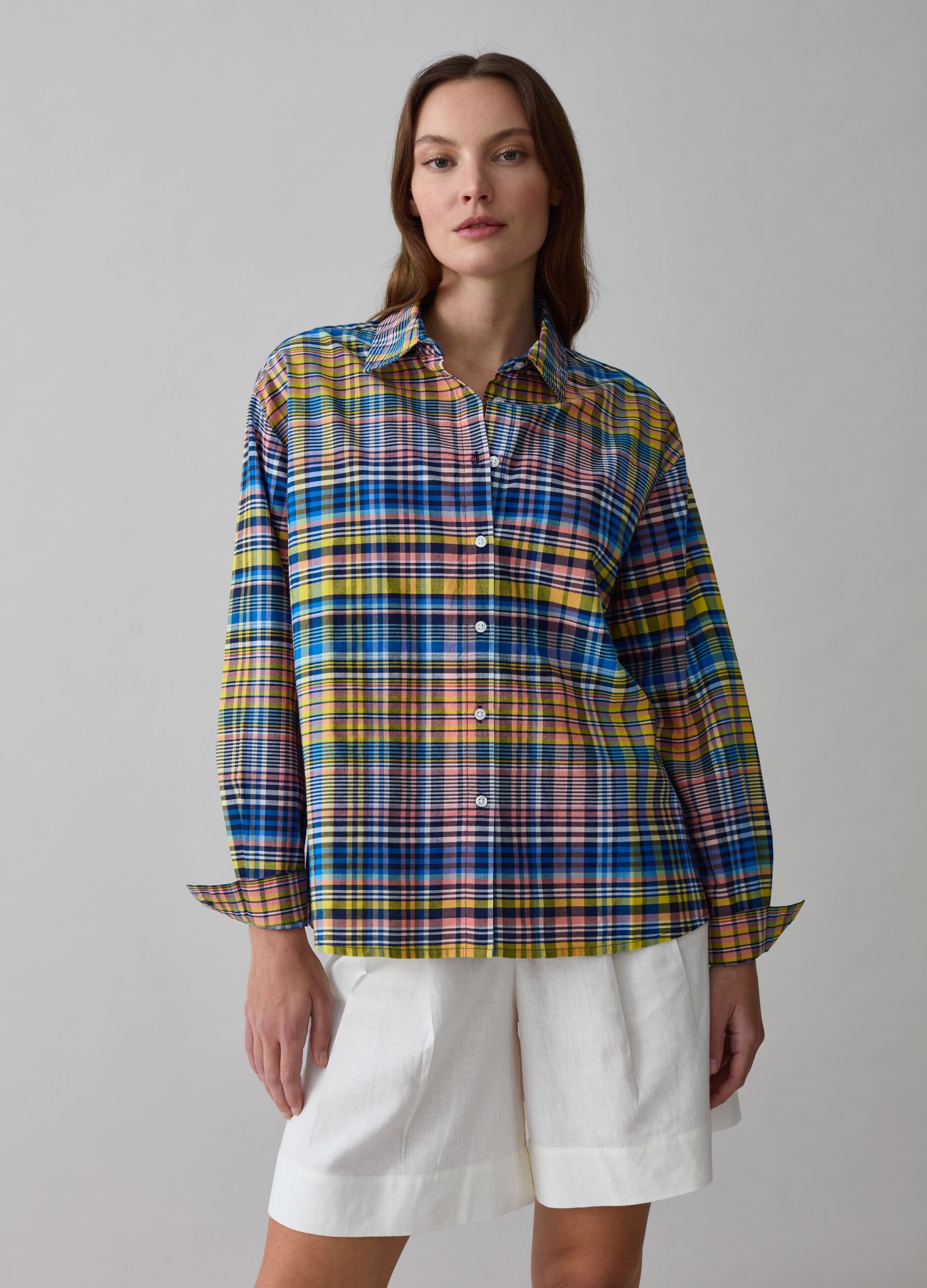 Check pattern cotton shirt_0