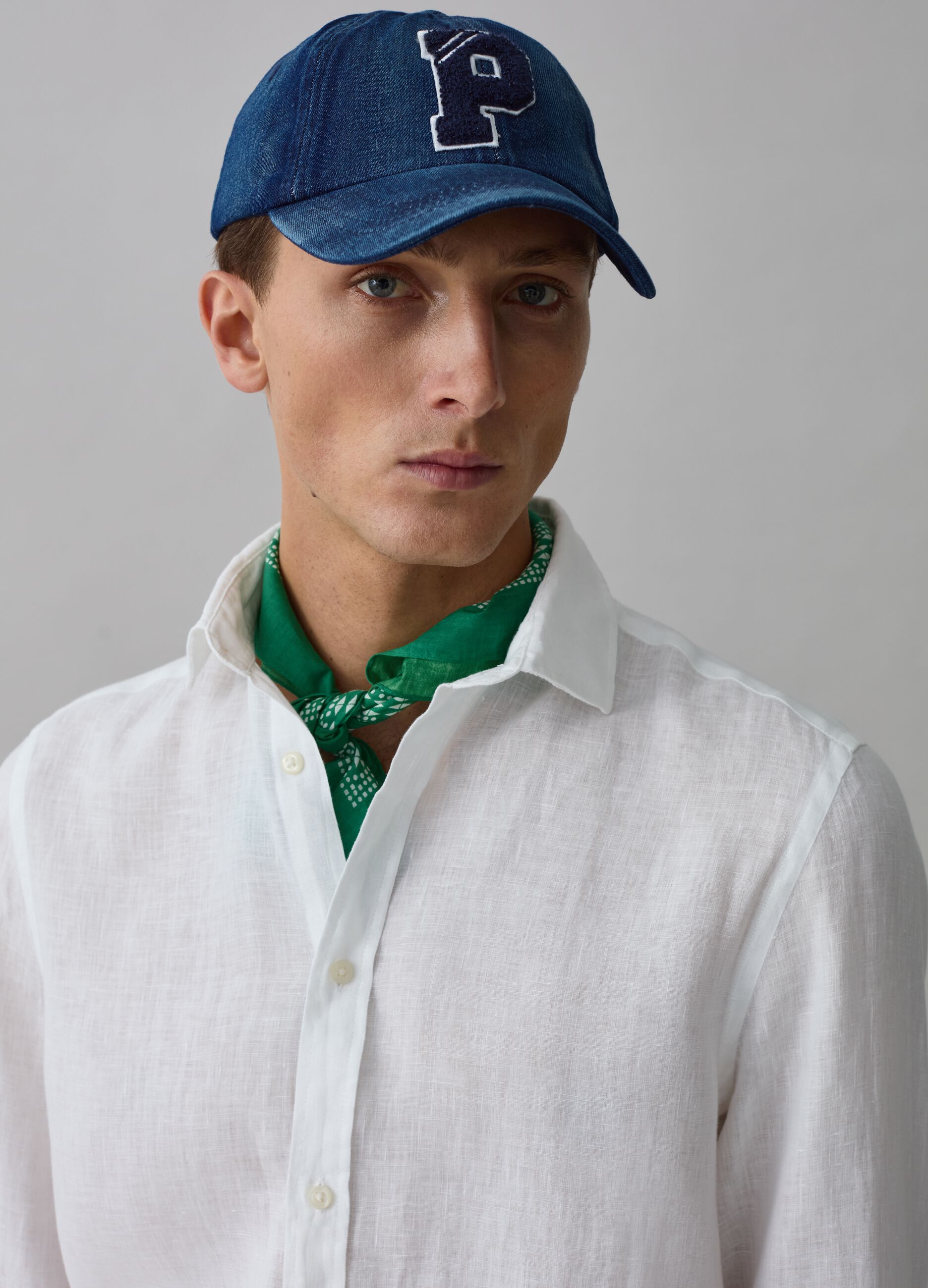 Solid colour linen shirt_0