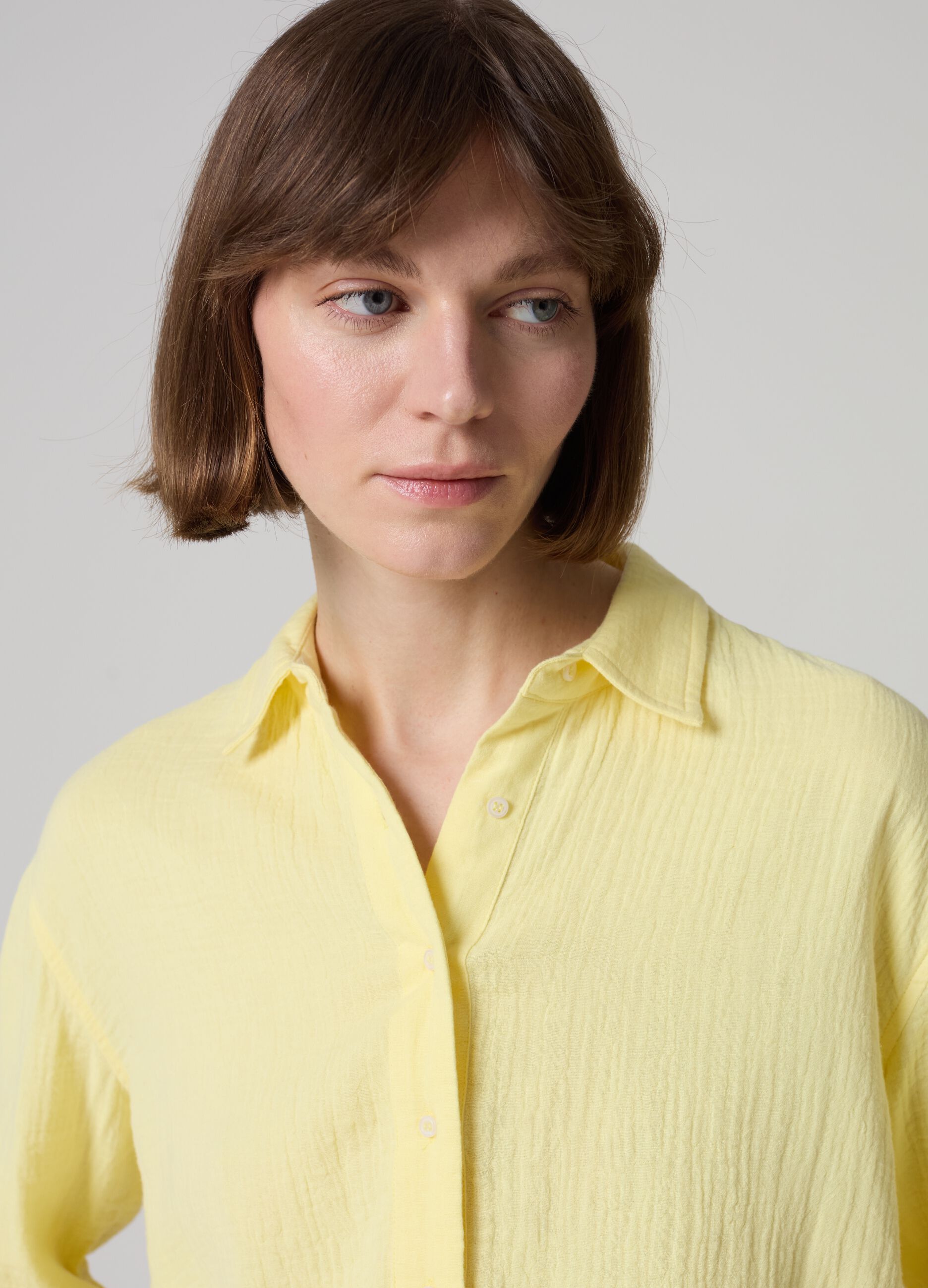 Relaxed-fit shirt in crinkle-effect gauze