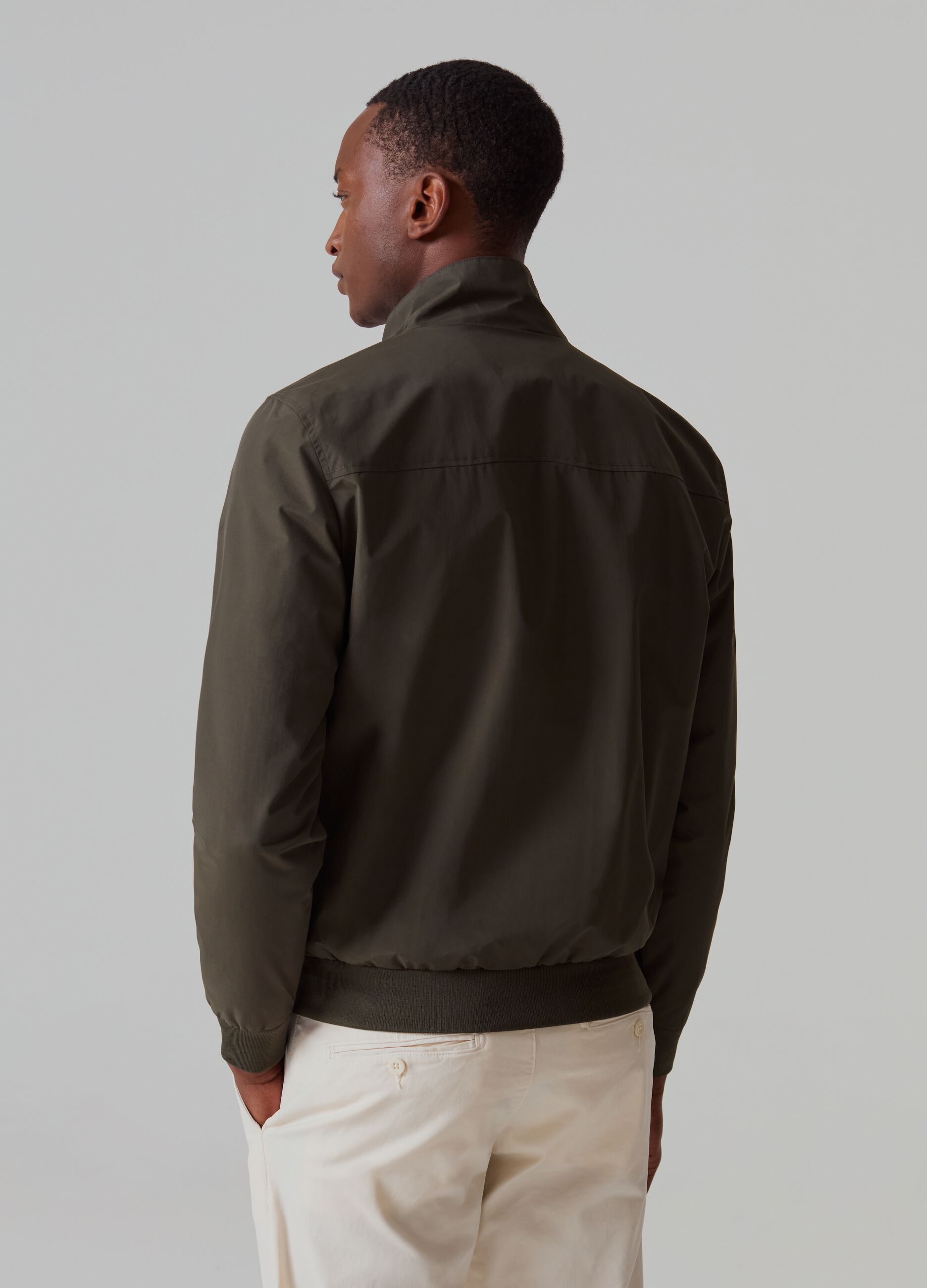 Full-zip bomber jacket with high neck