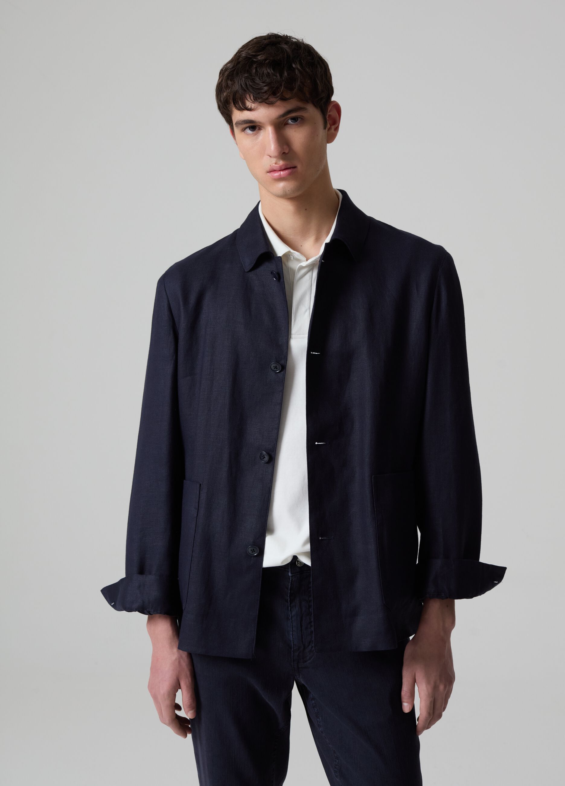 Contemporary shacket in linen with pockets_0
