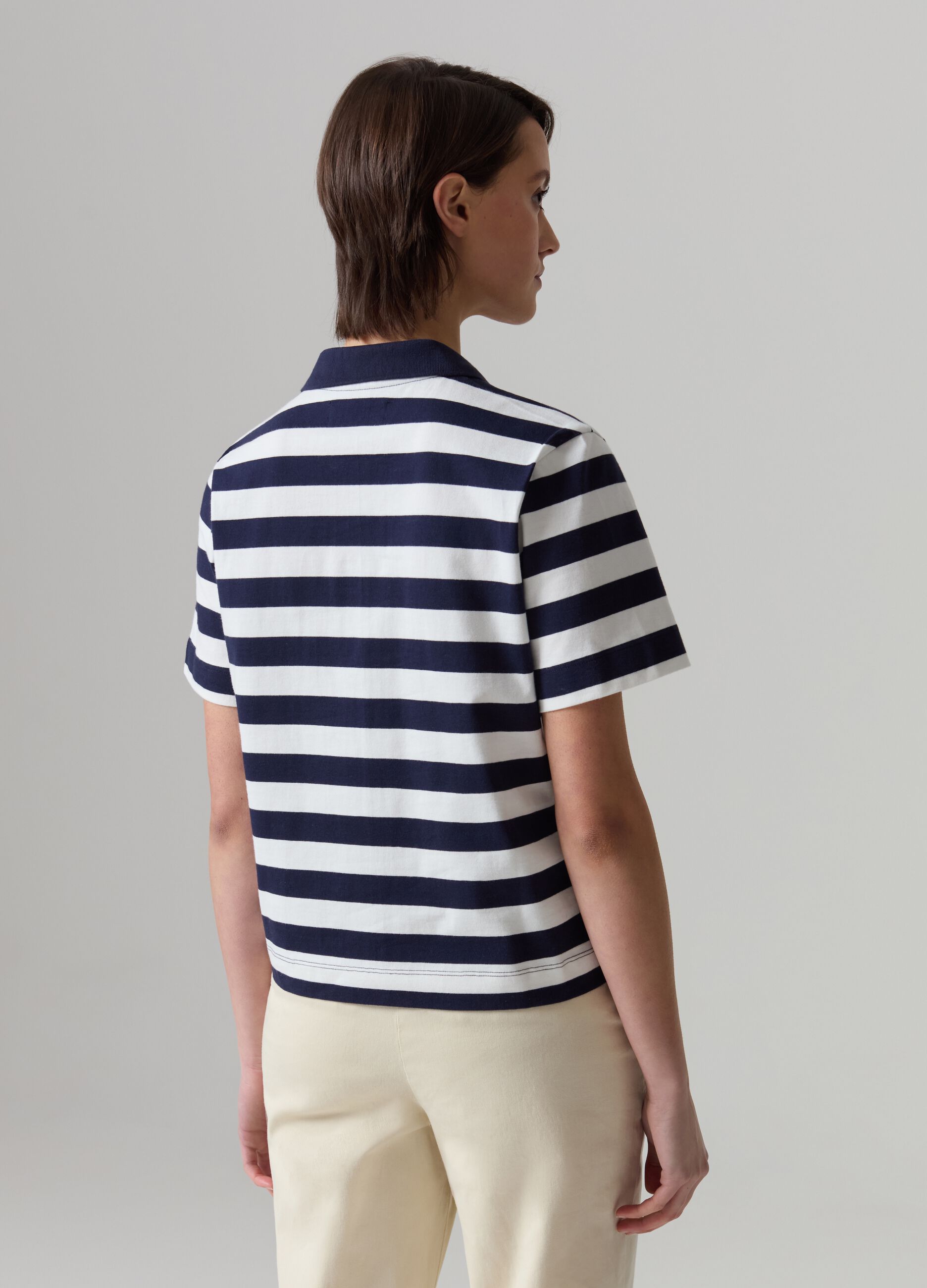 Striped cotton polo shirt