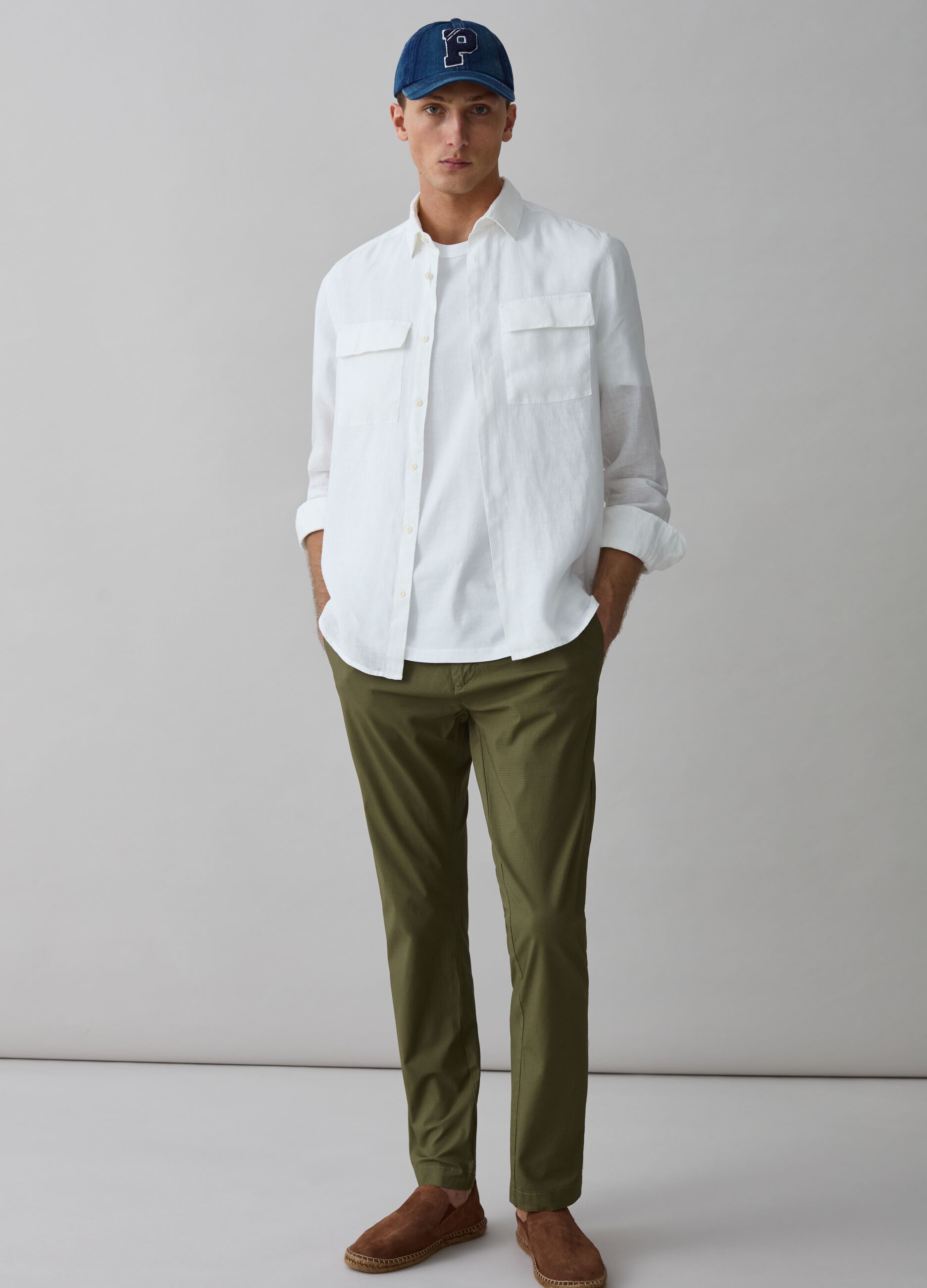 Chino trousers with ripstop weave_0