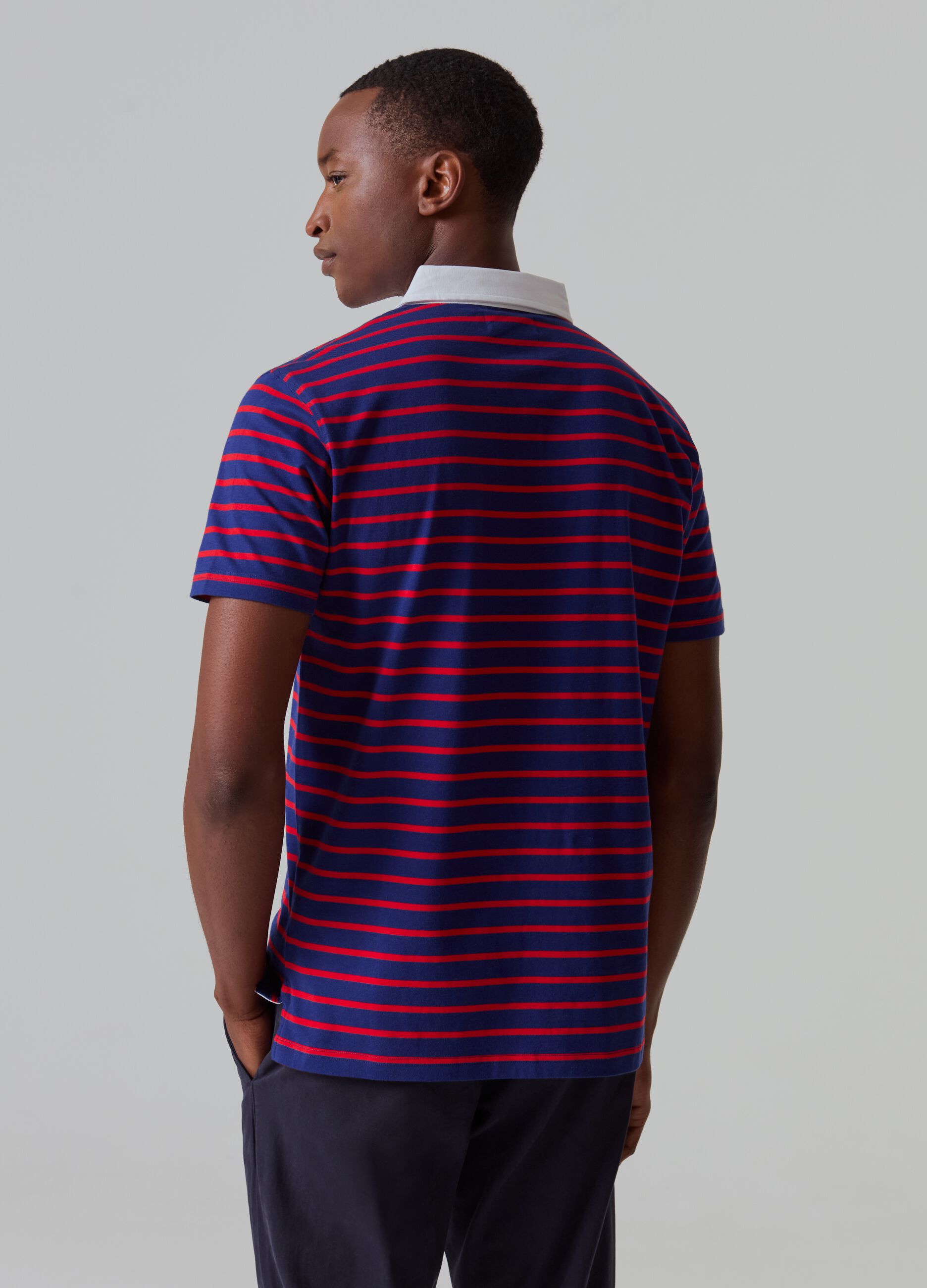 Striped polo shirt with contrasting collar_2