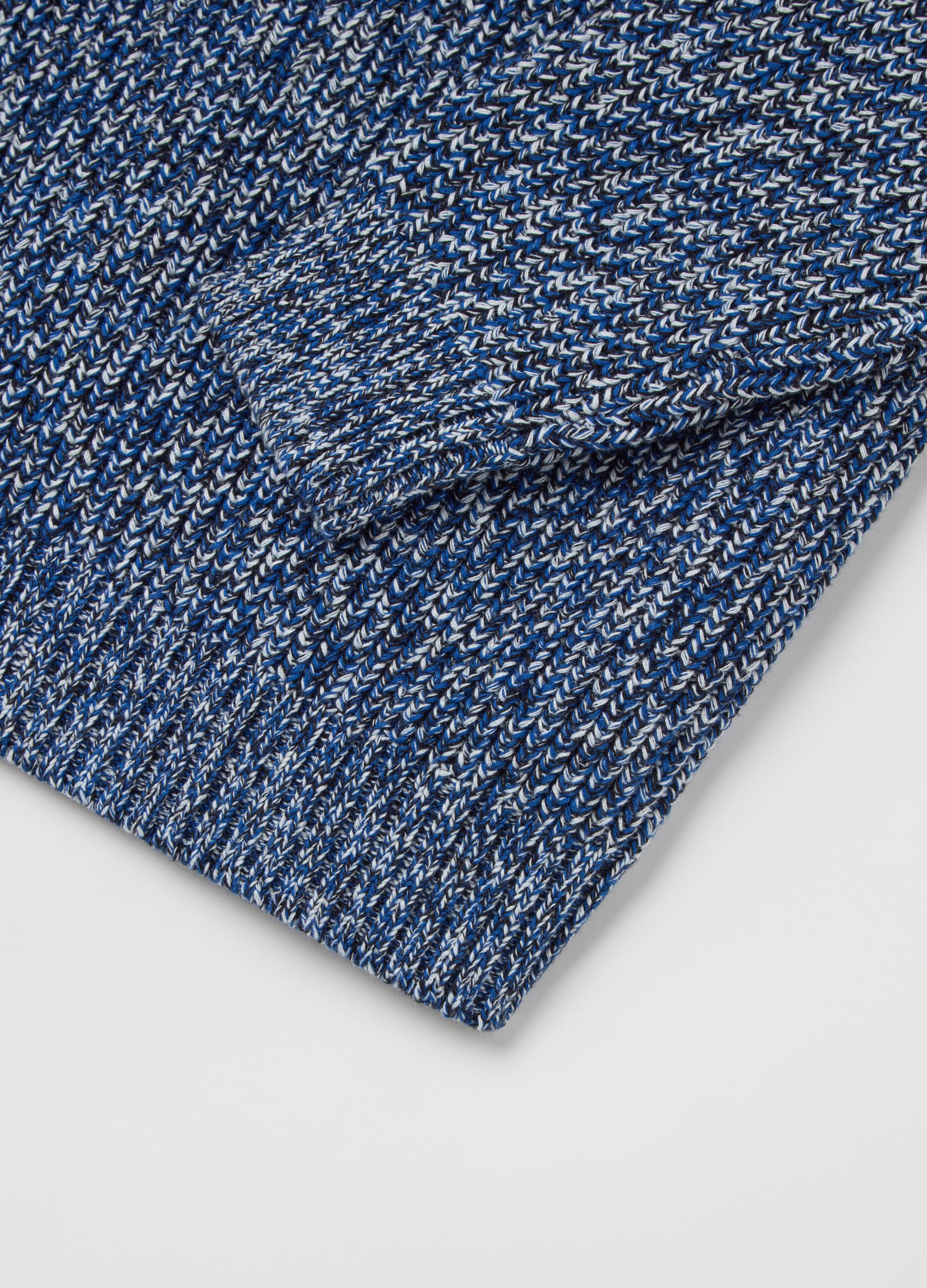 Cotton pullover with two-tone weave