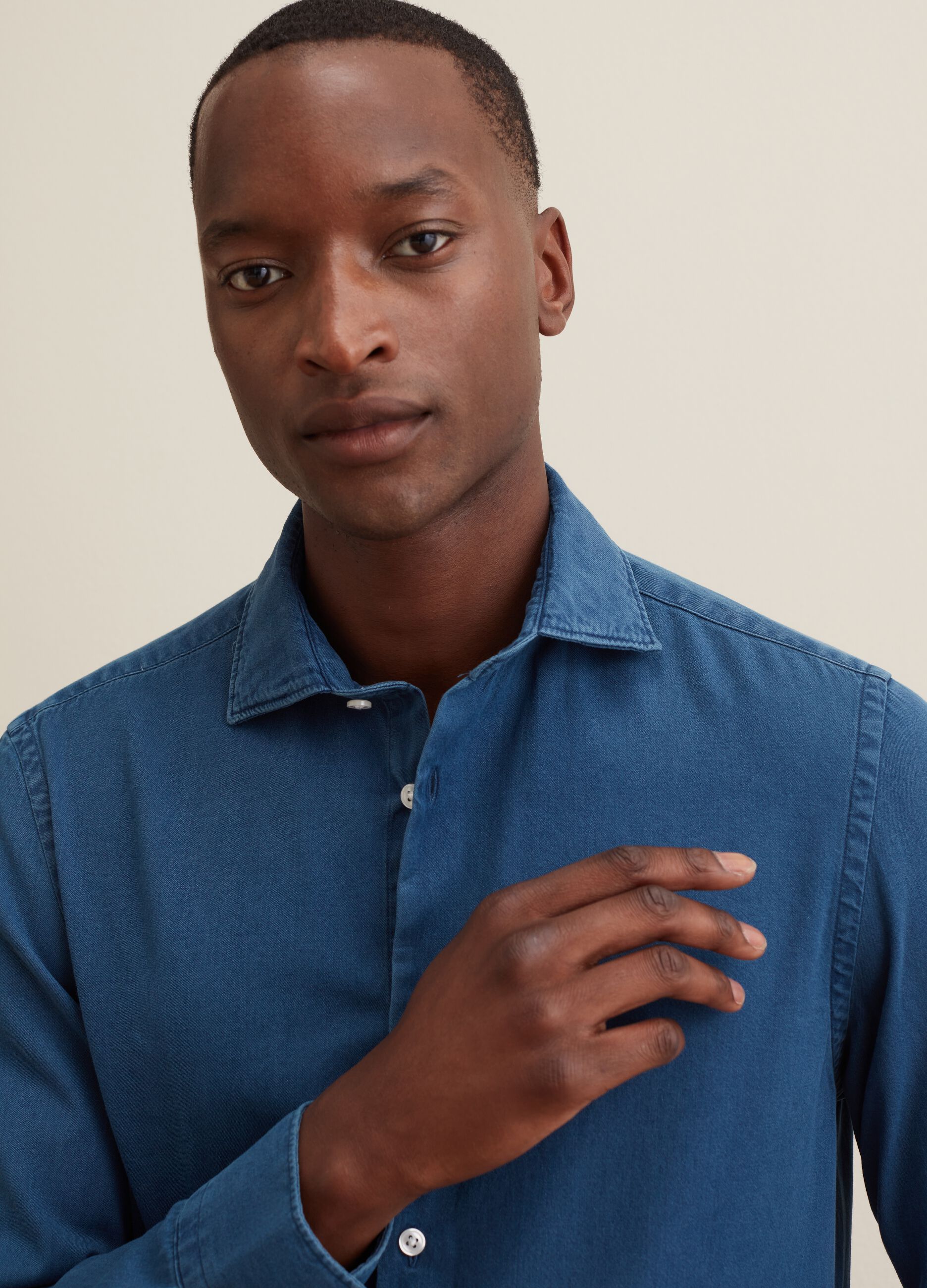 Man's Denim Slim-fit denim shirt | PIOMBO