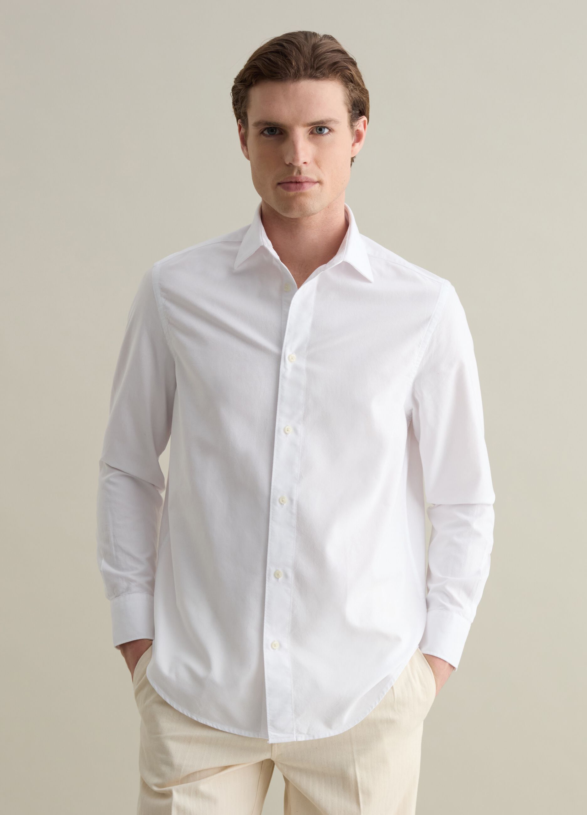 Shirt in solid colour Oxford cotton
