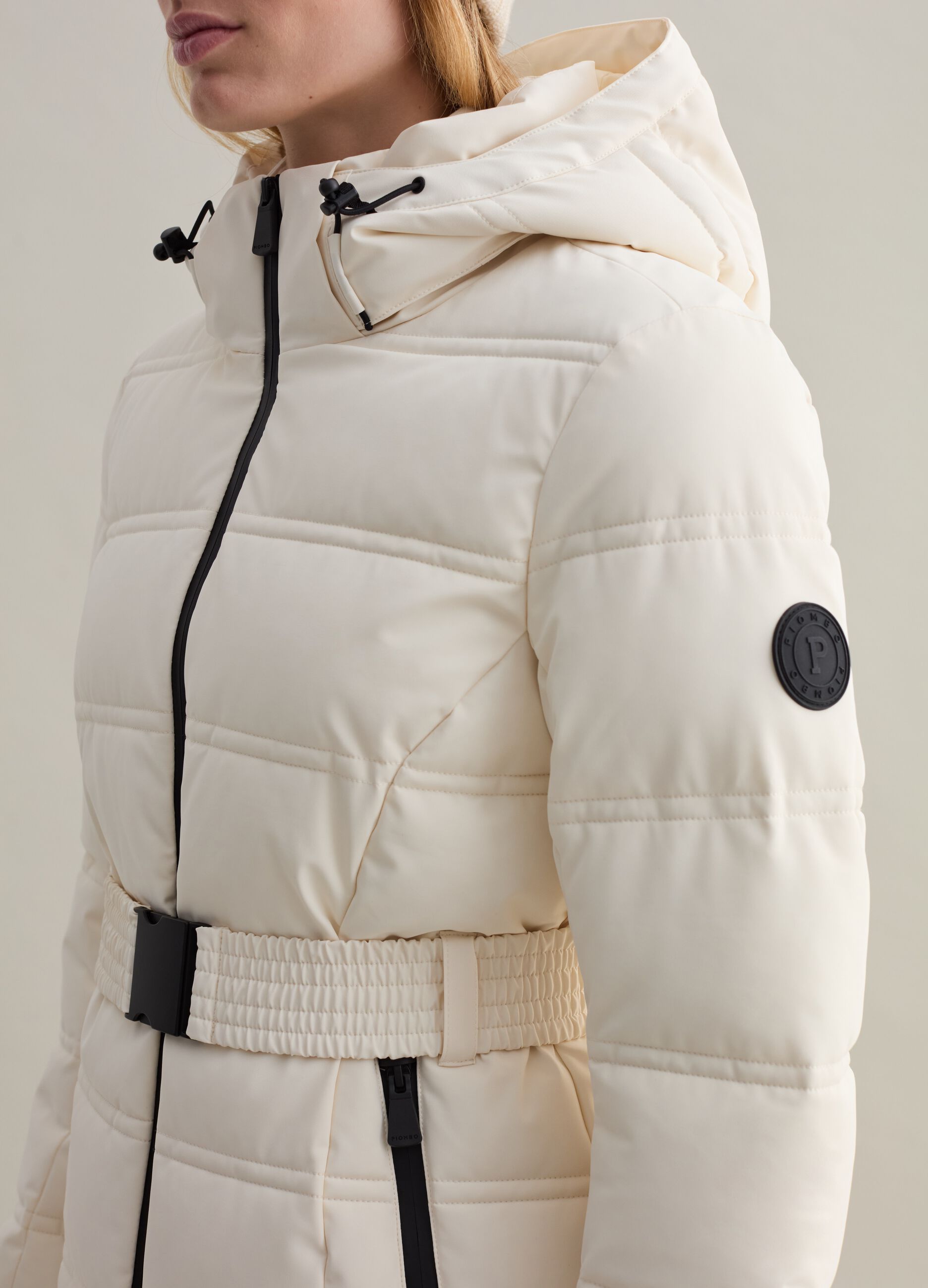 Womens quilted coat with belt cheap