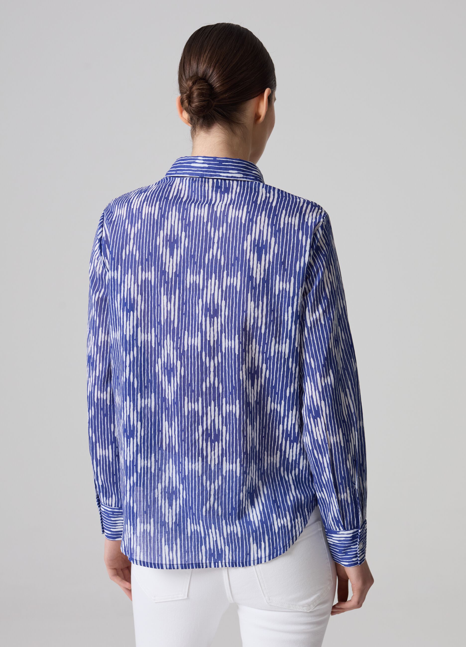 Cotton shirt with ikat print