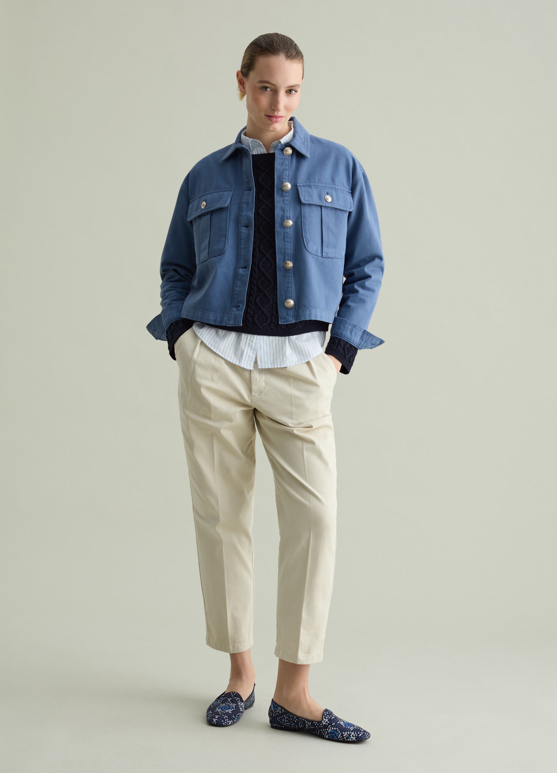 Cotton shacket with pockets