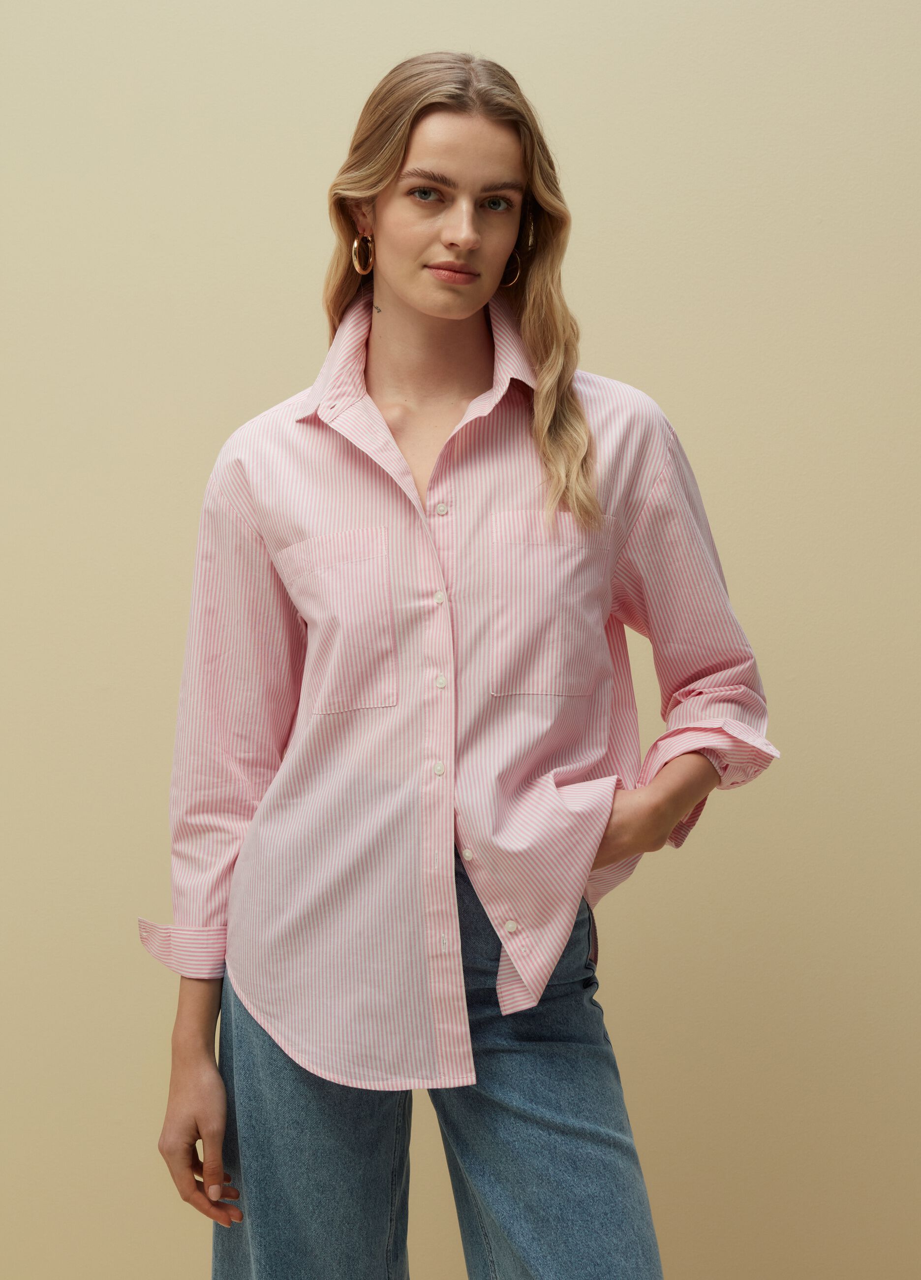 Camisa relaxed fit con bolsillos Blanco rosa de Mujer PIOMBO