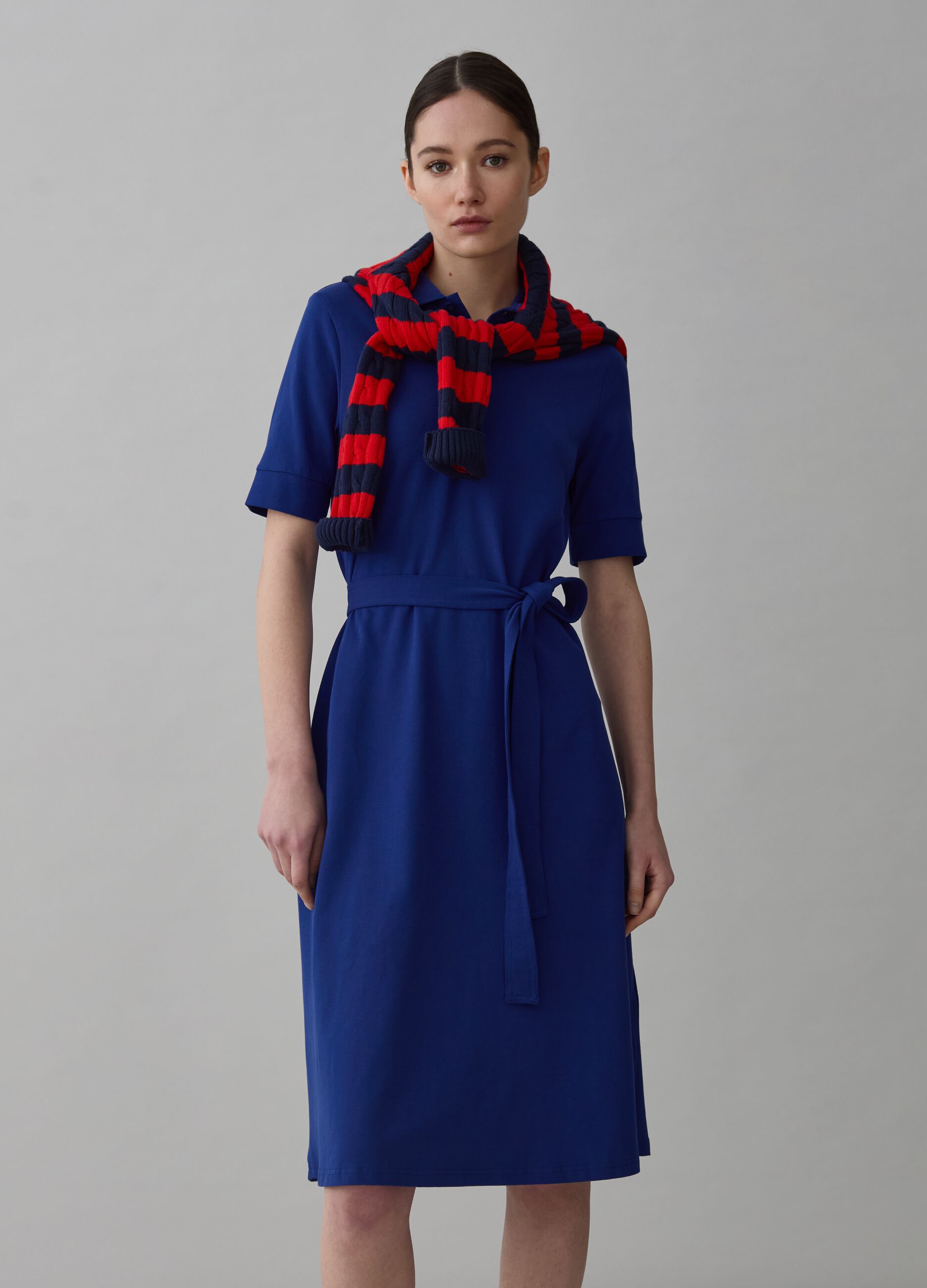 Polo shirt dress in piquet with belt_0