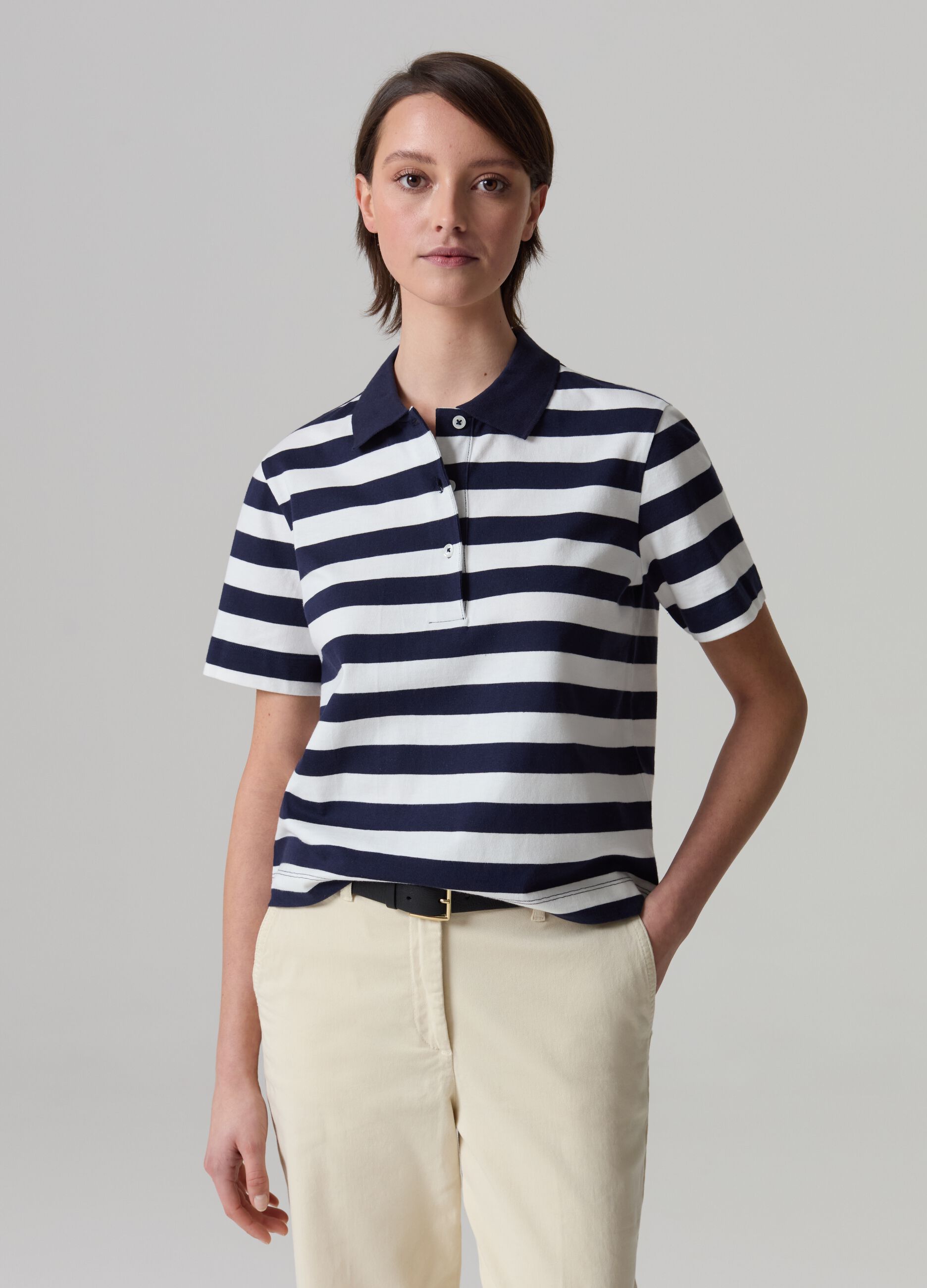 Striped cotton polo shirt_0