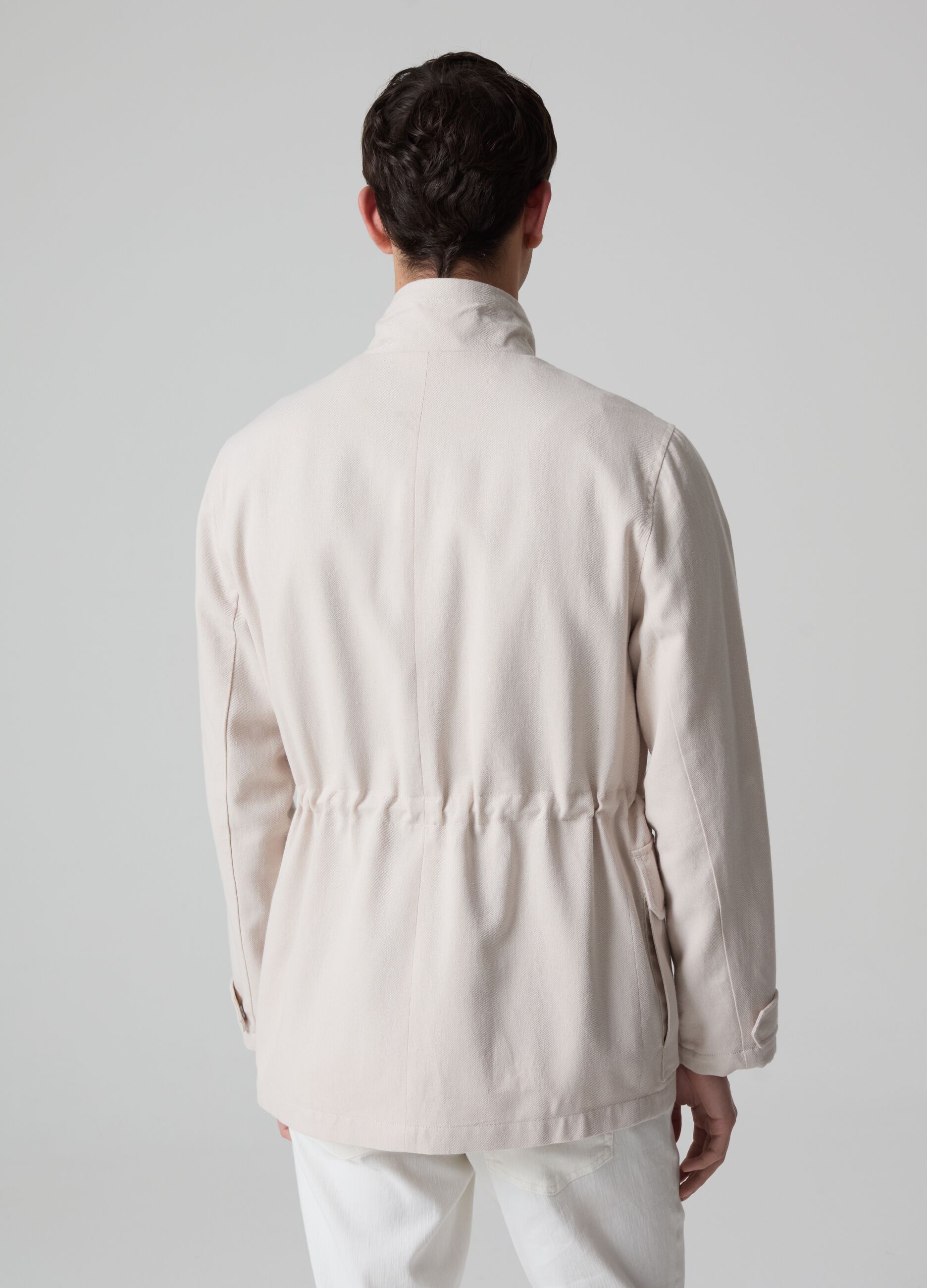 Contemporary short jacket with high neck_1
