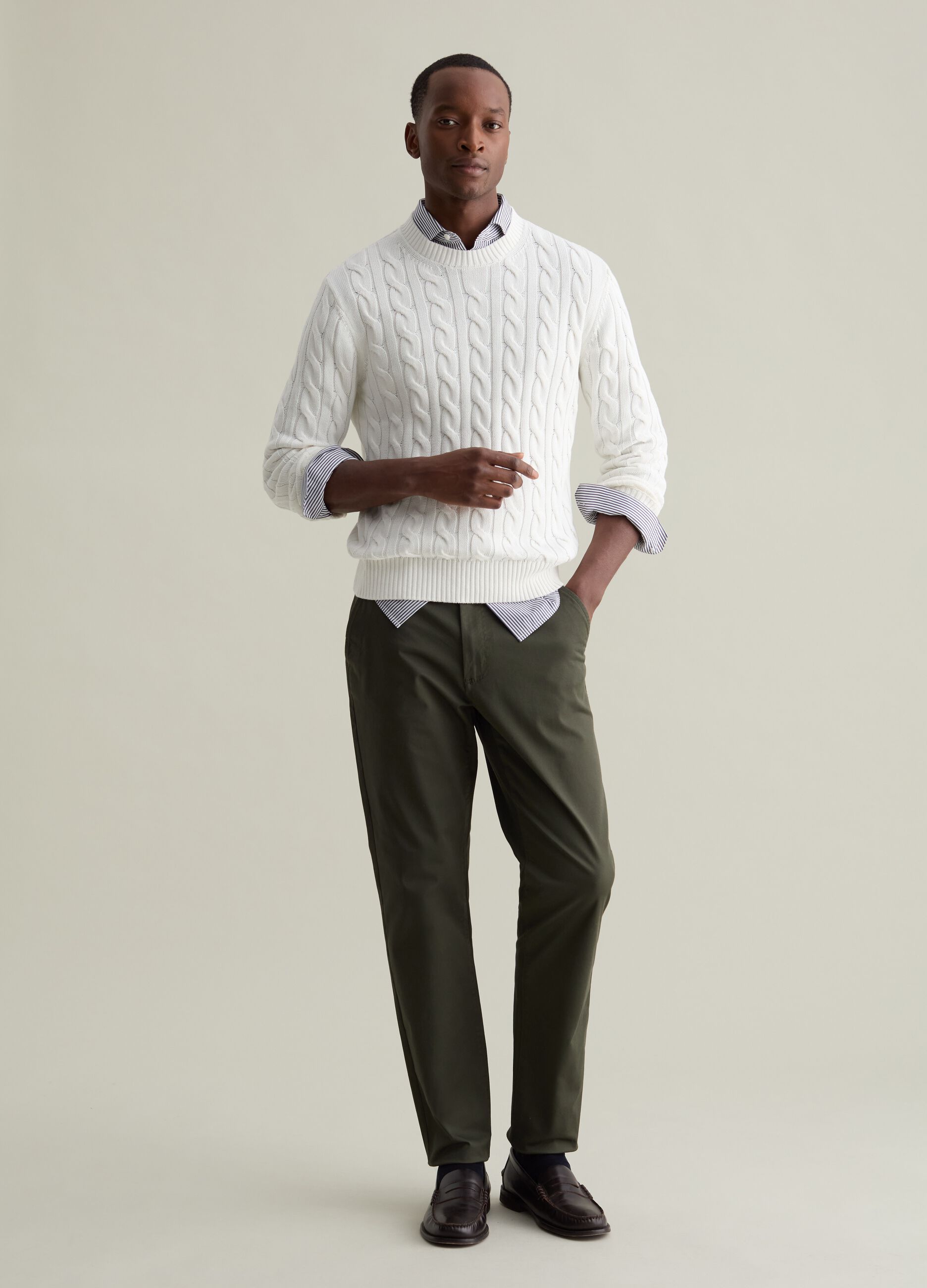 Pullover with cable-knit design