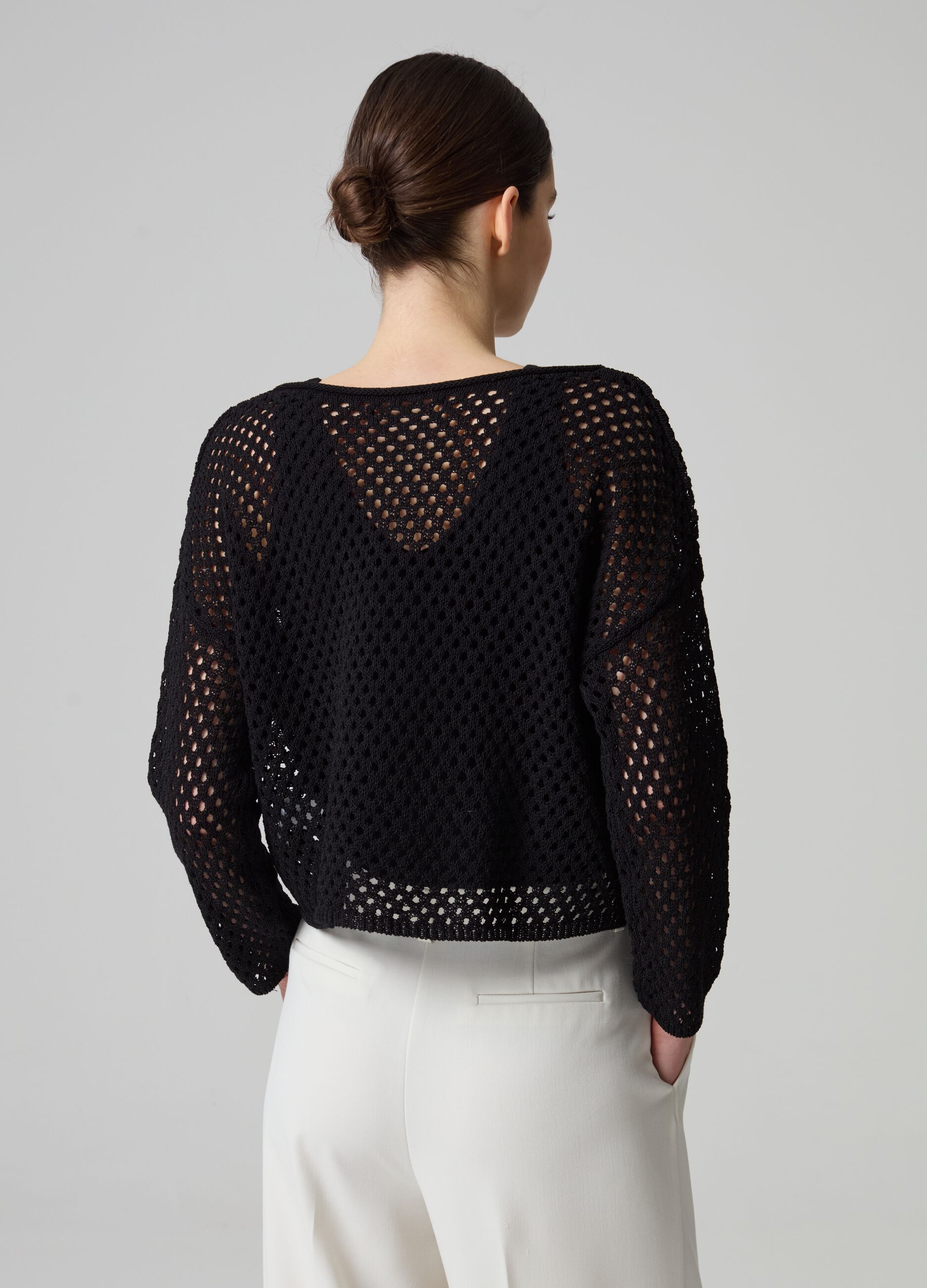 Contemporary oversized crochet top