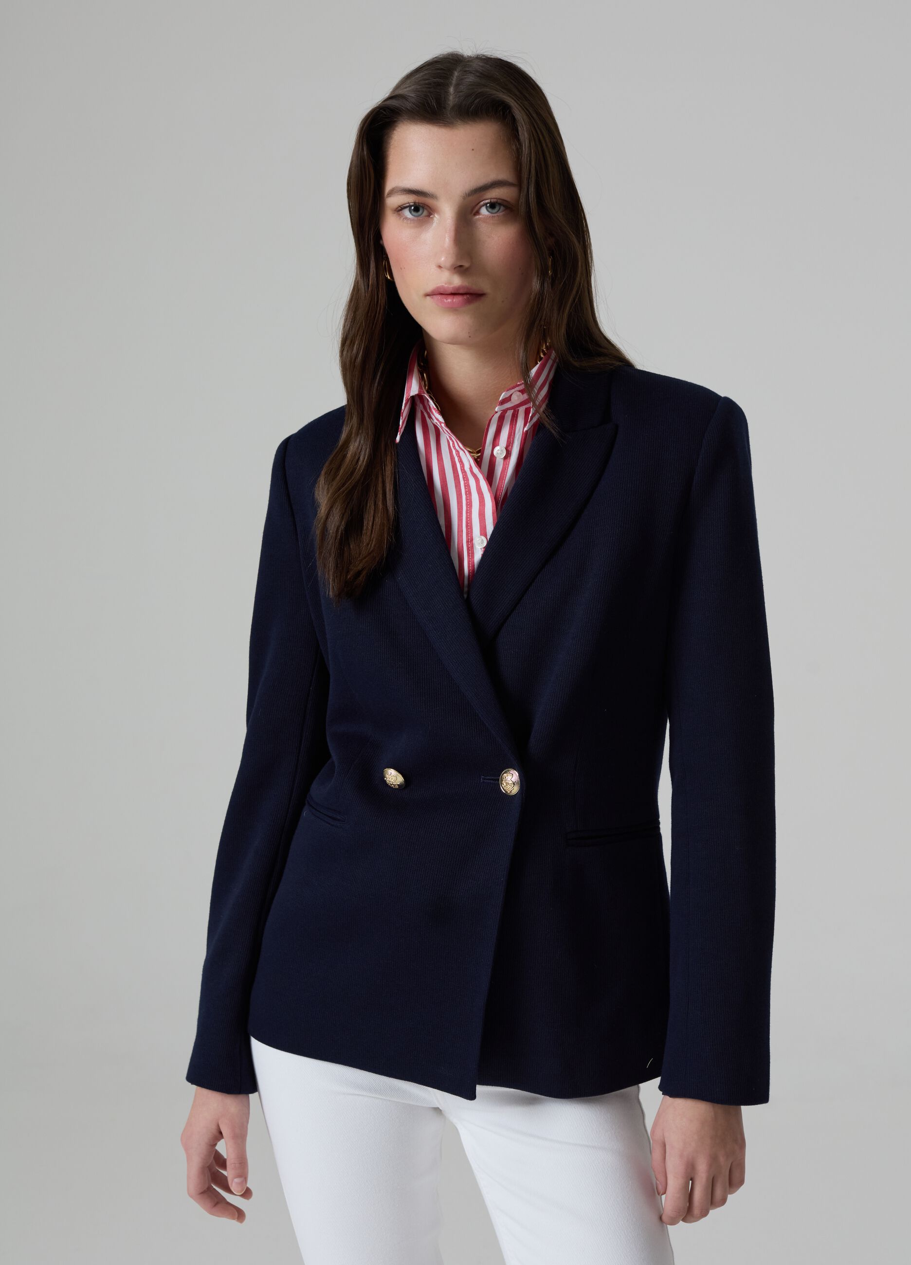 Blazer cruzado de punto de canalé_1