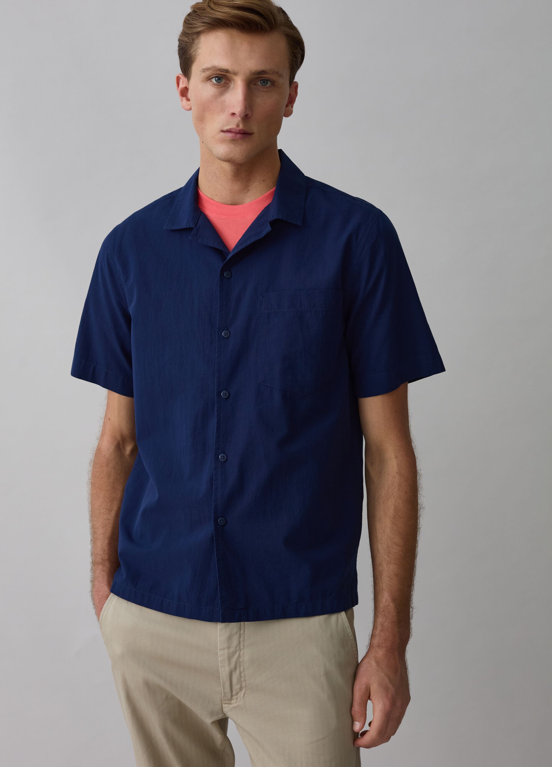 Camisa de manga corta de sirsaca con bolsillo_0