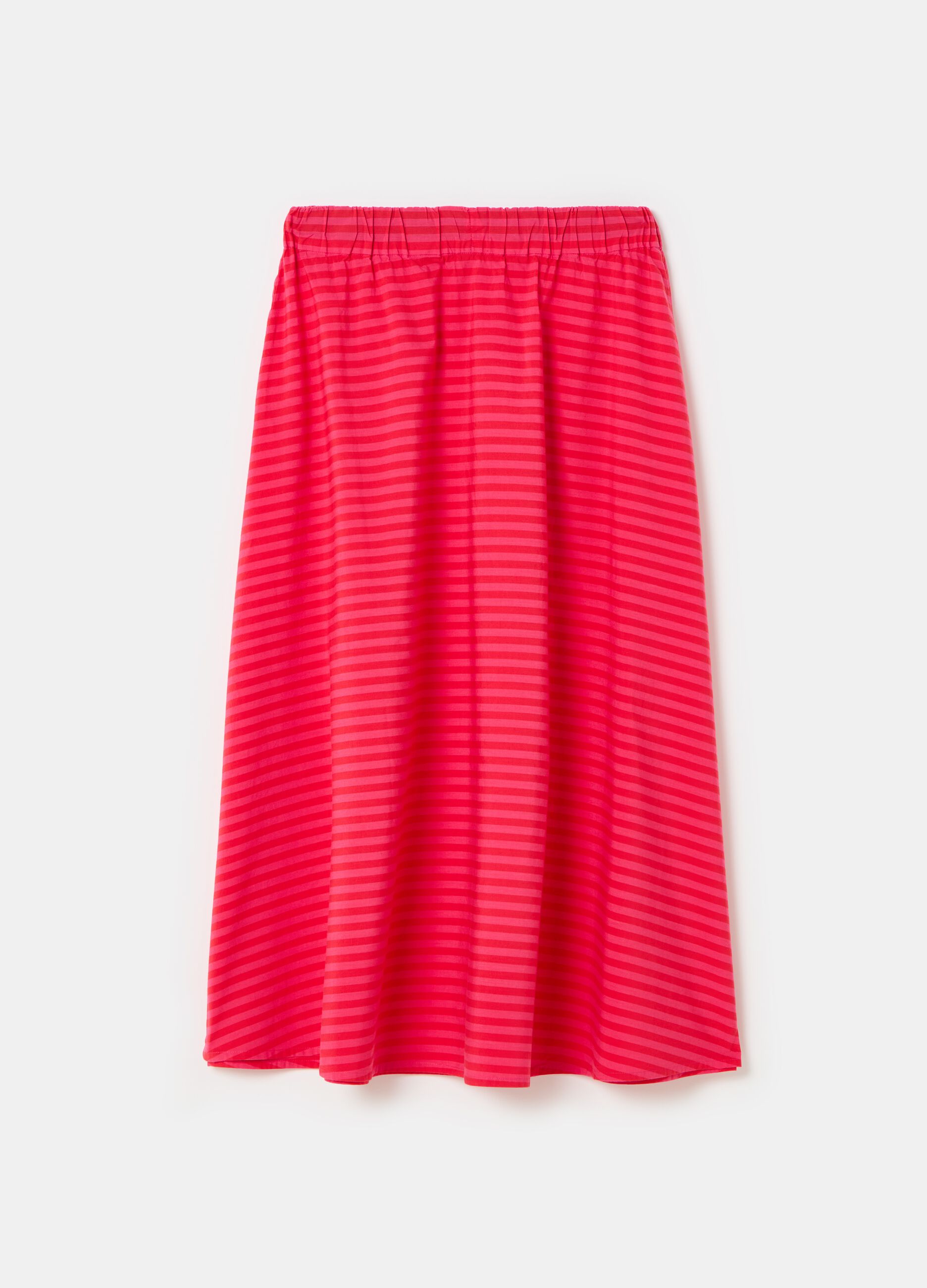 Midi full skirt with striped print