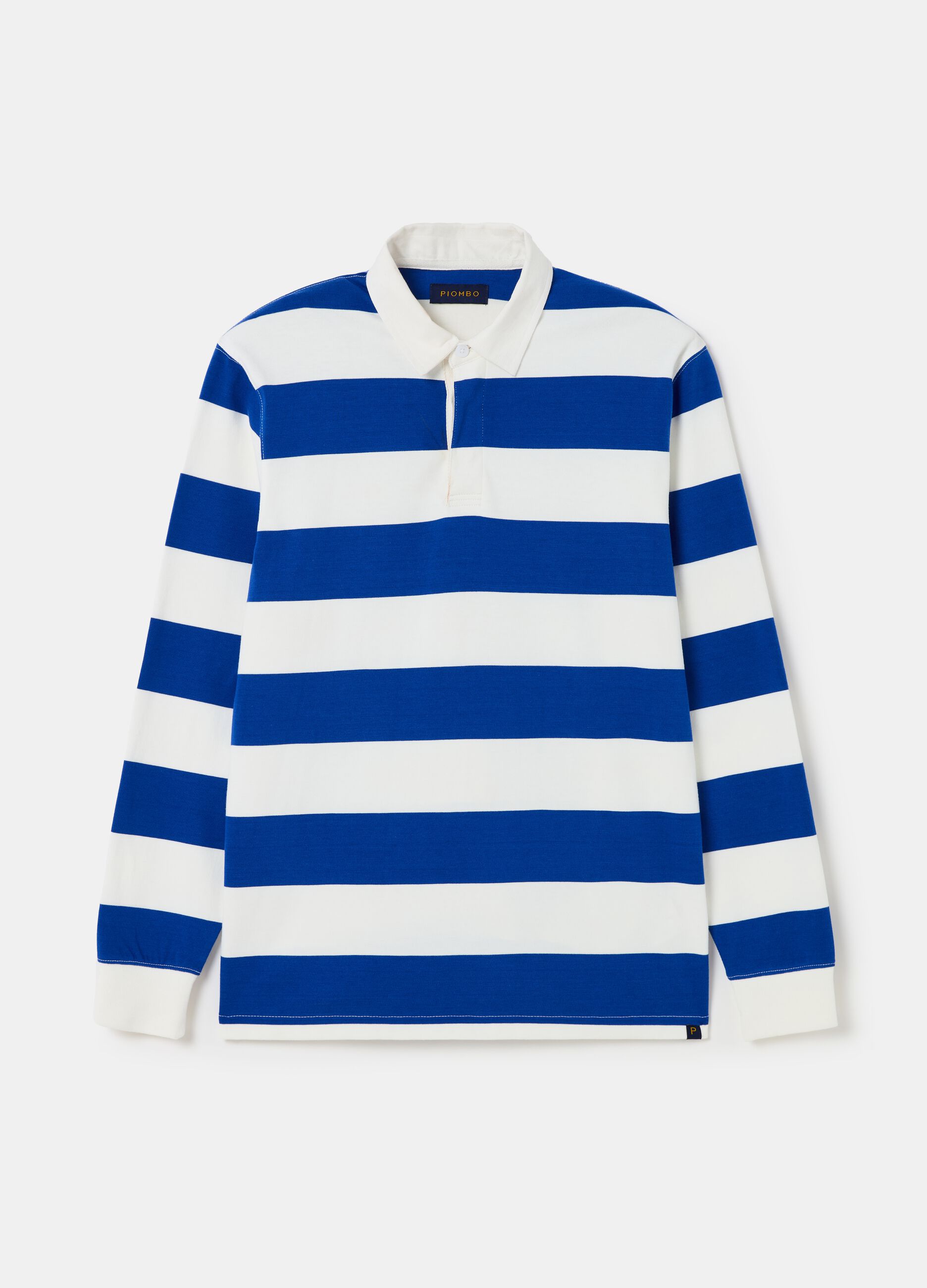 Mens blue and white striped polo shirt cheap