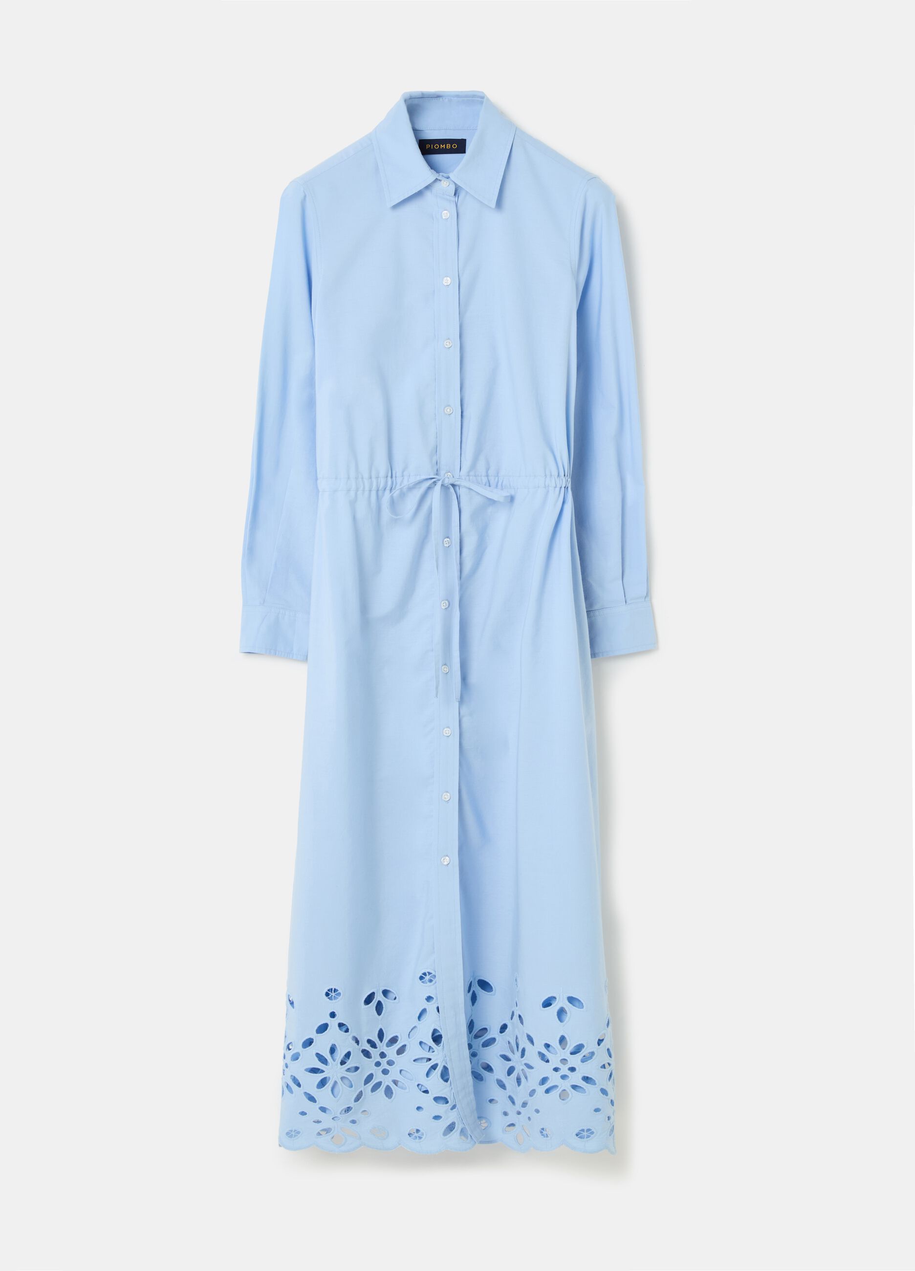 Vestido camisero largo bajo de bordado inglés_3