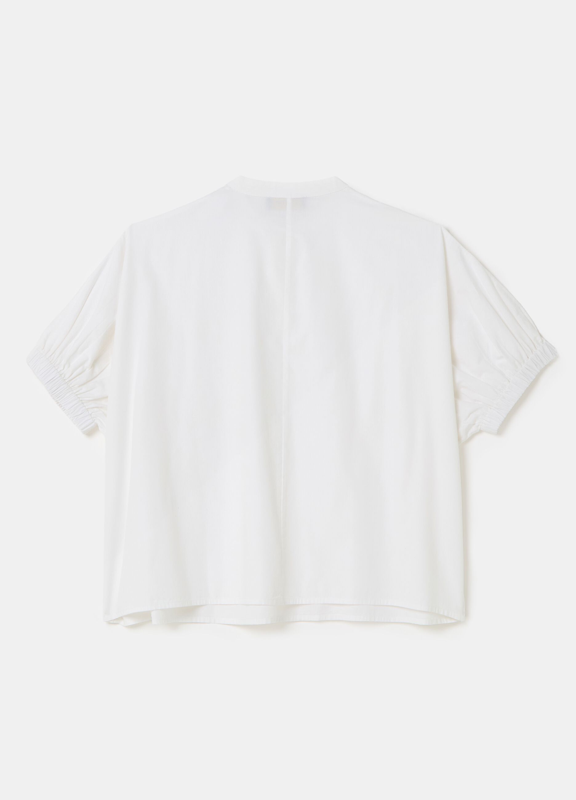 Poplin blouse with puff sleeves_1