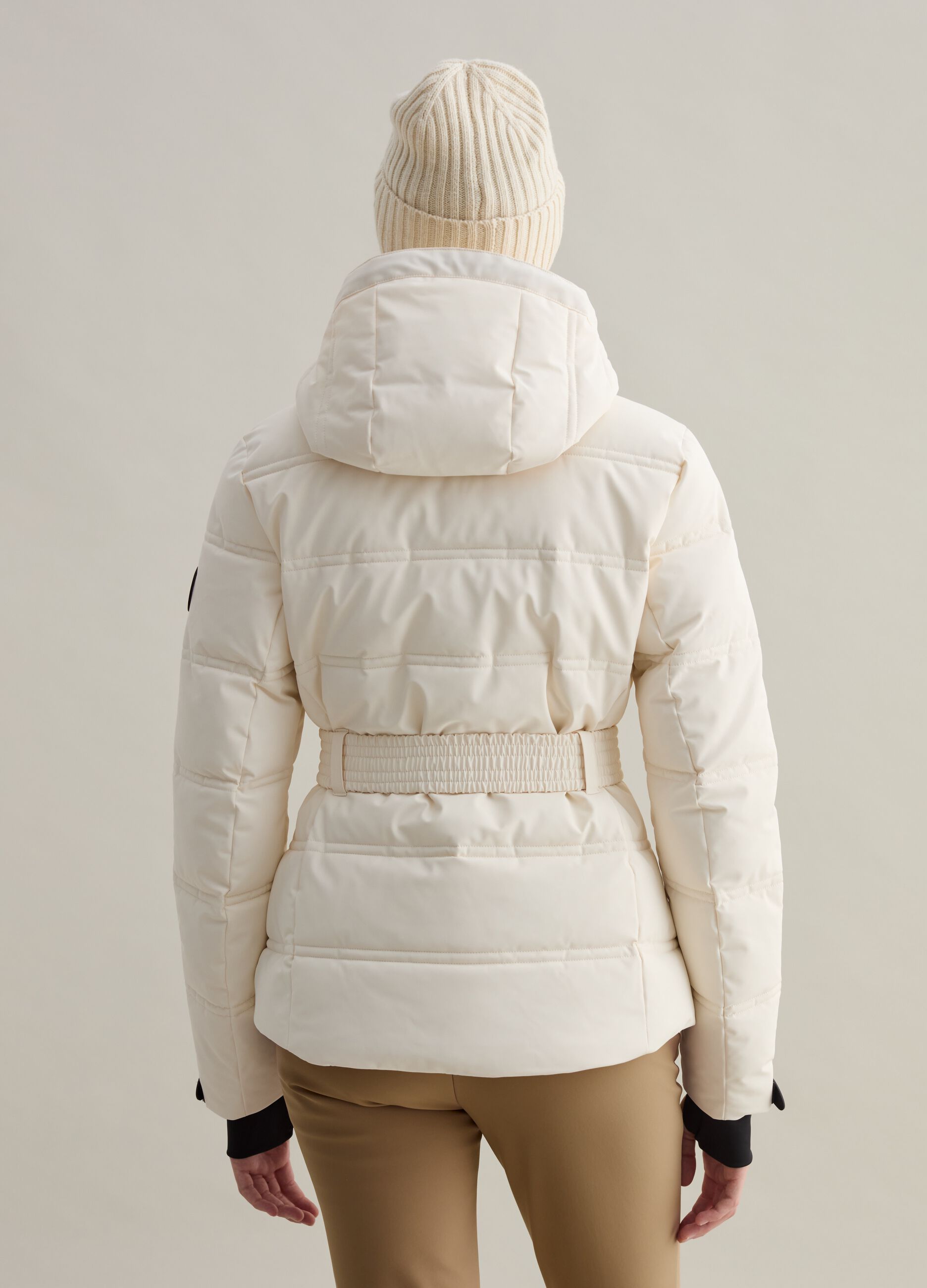 Woman's Quilted down jacket with belt | PIOMBO