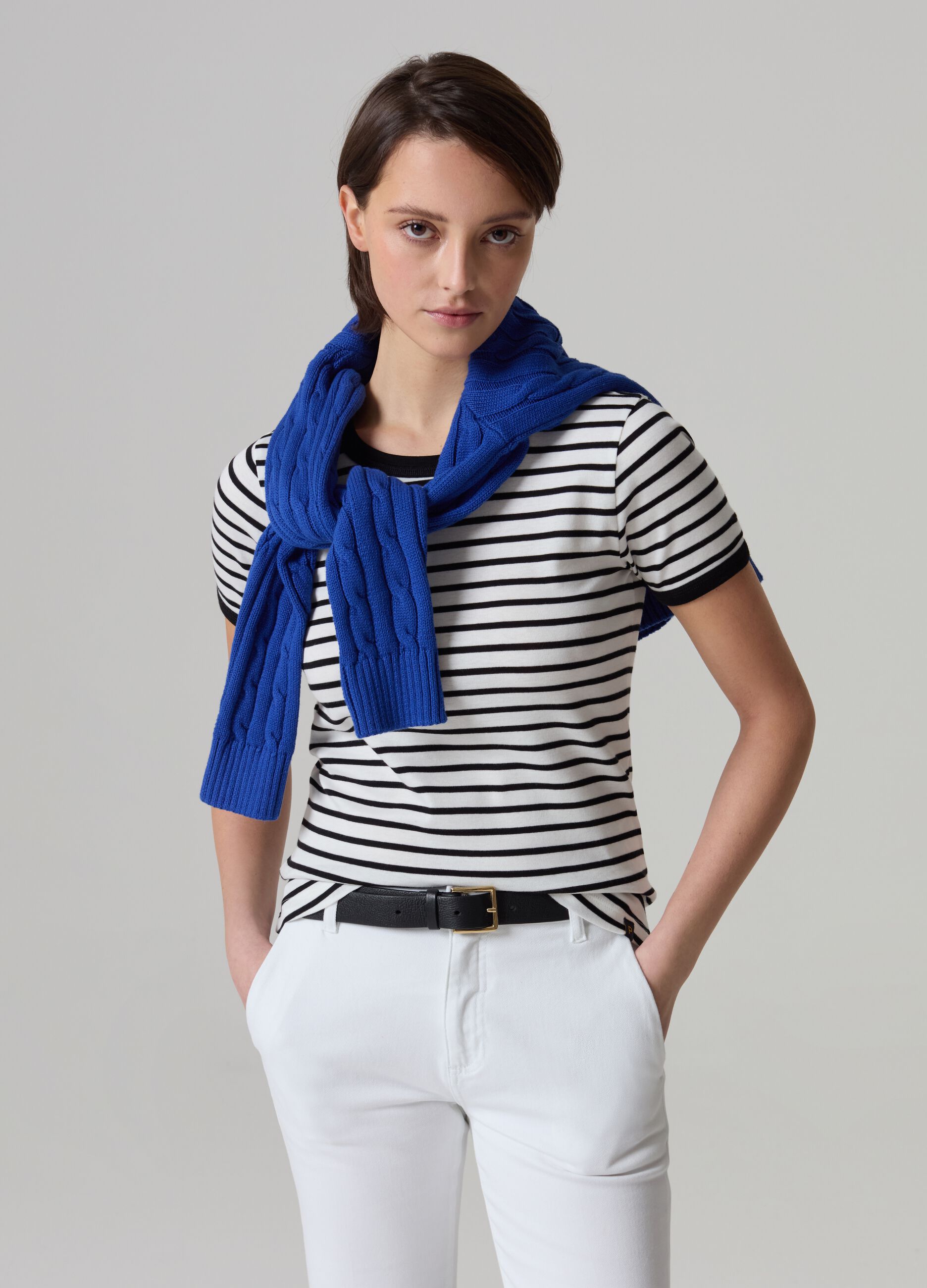 Striped T-shirt in stretch cotton_0