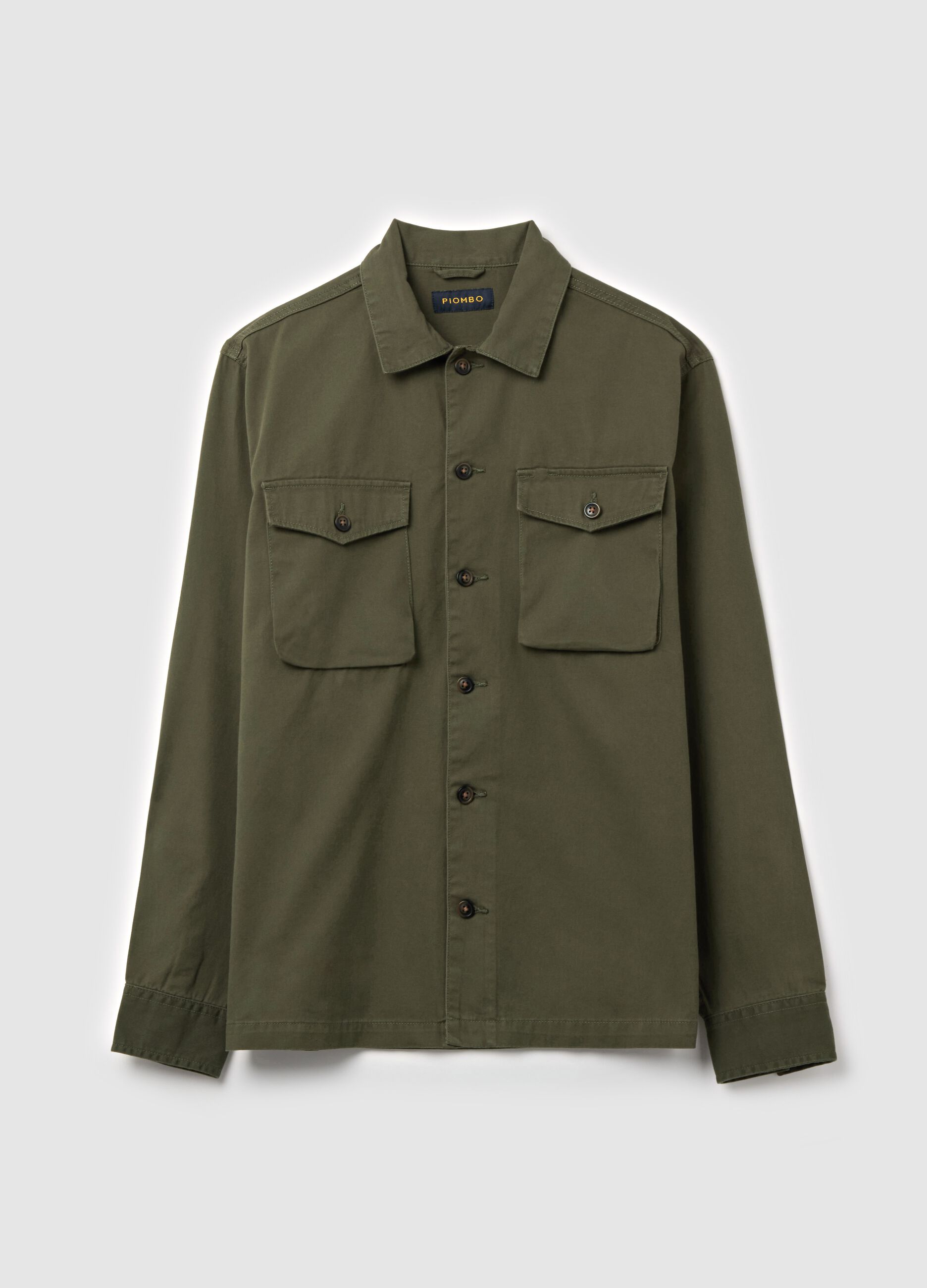 Solid colour shacket in cotton