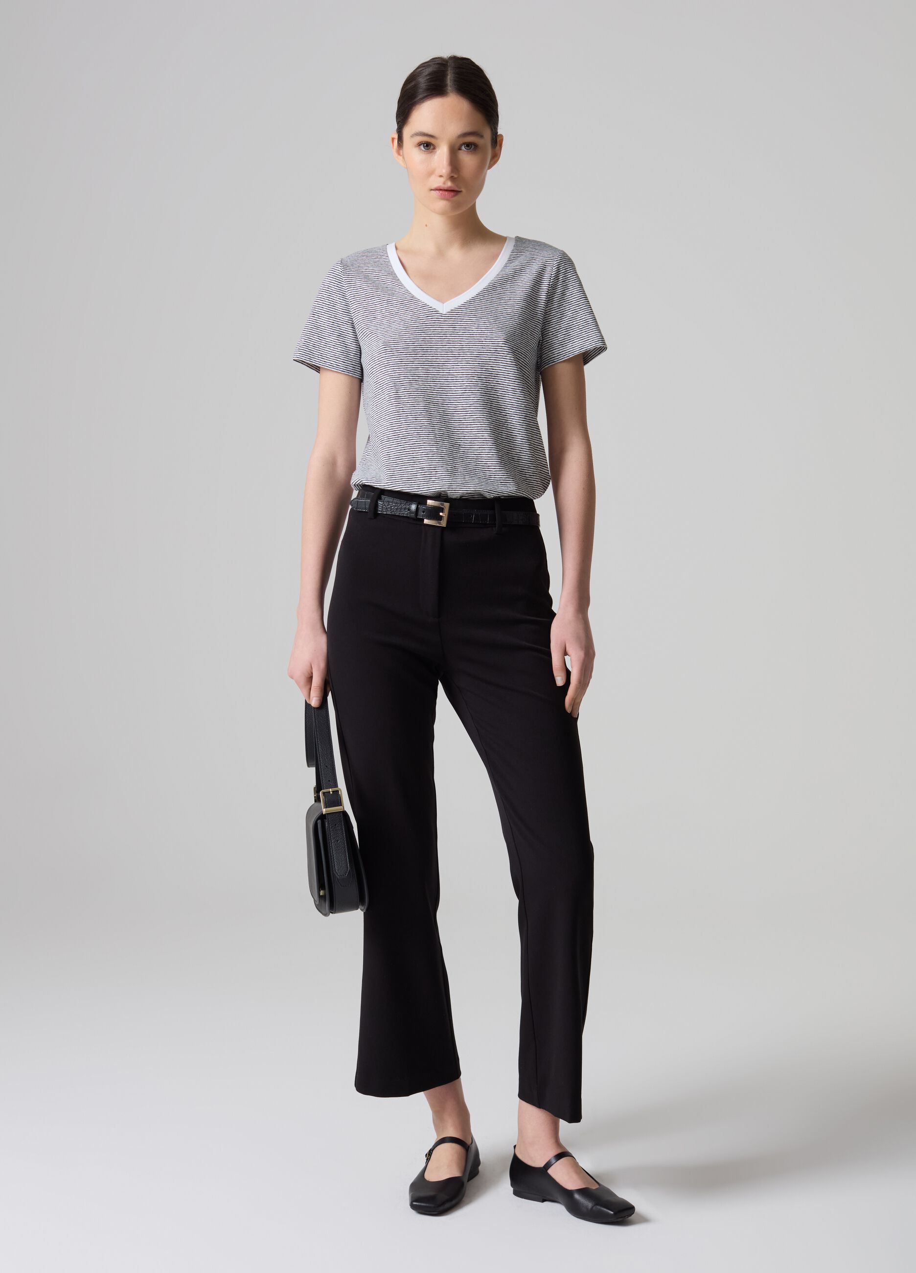 Contemporary flare-fit crop trousers