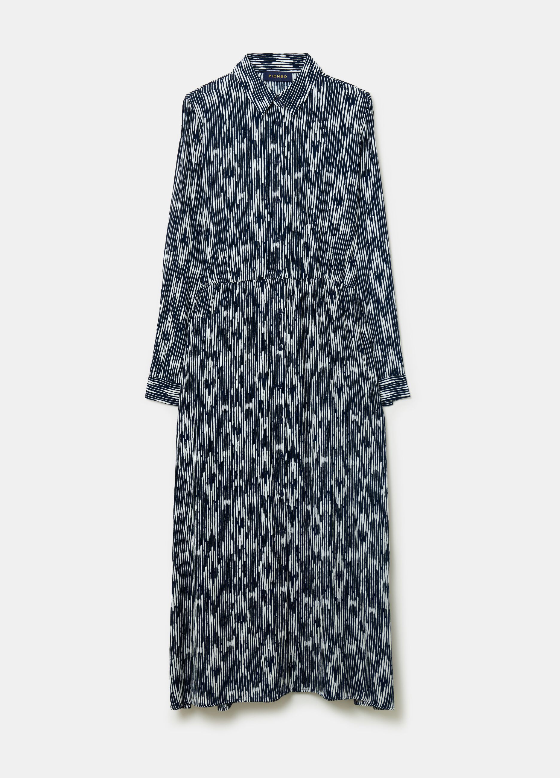Vestido camisero largo con estampado ikat_3