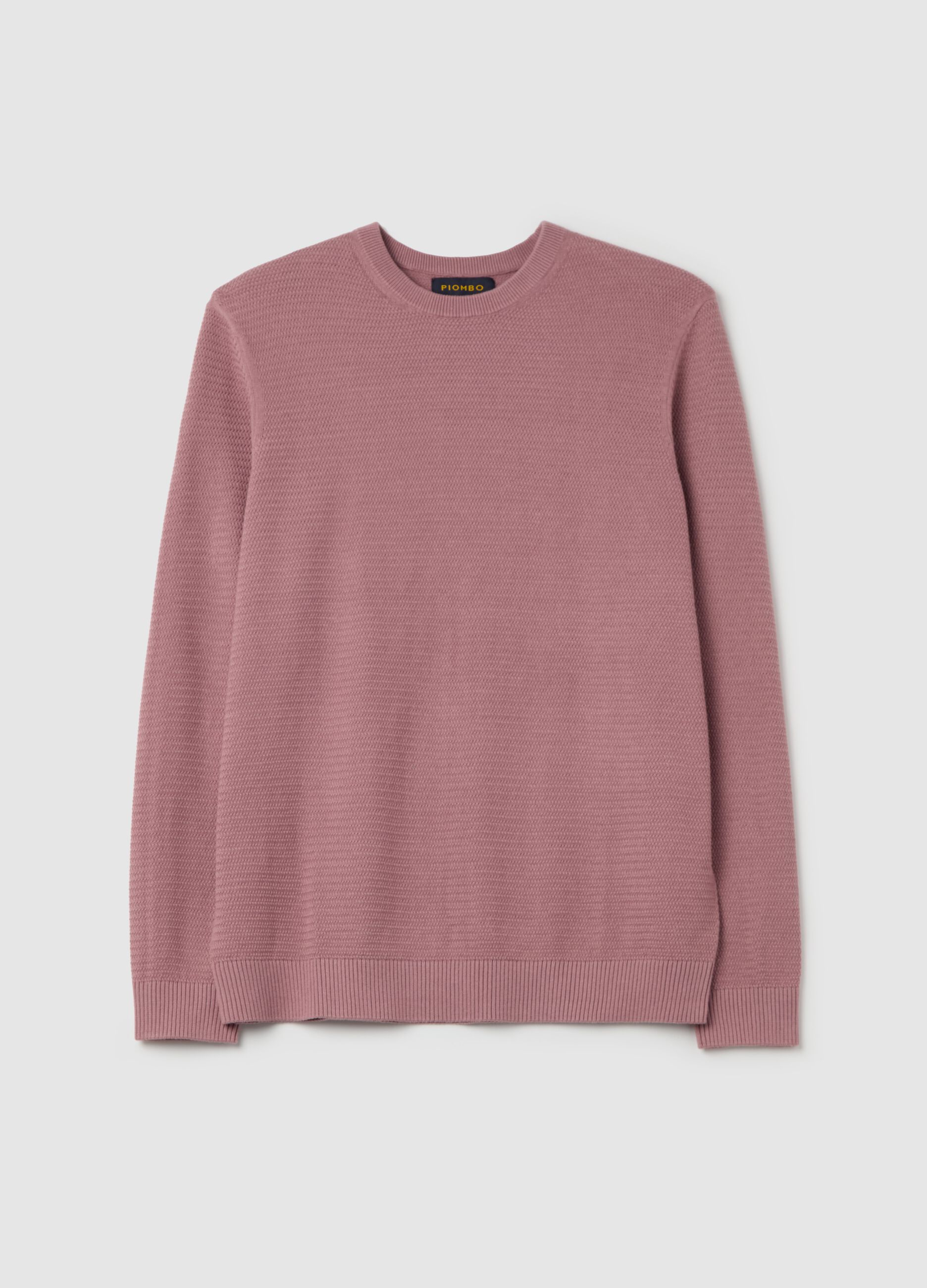Cotton pullover with wavy trim